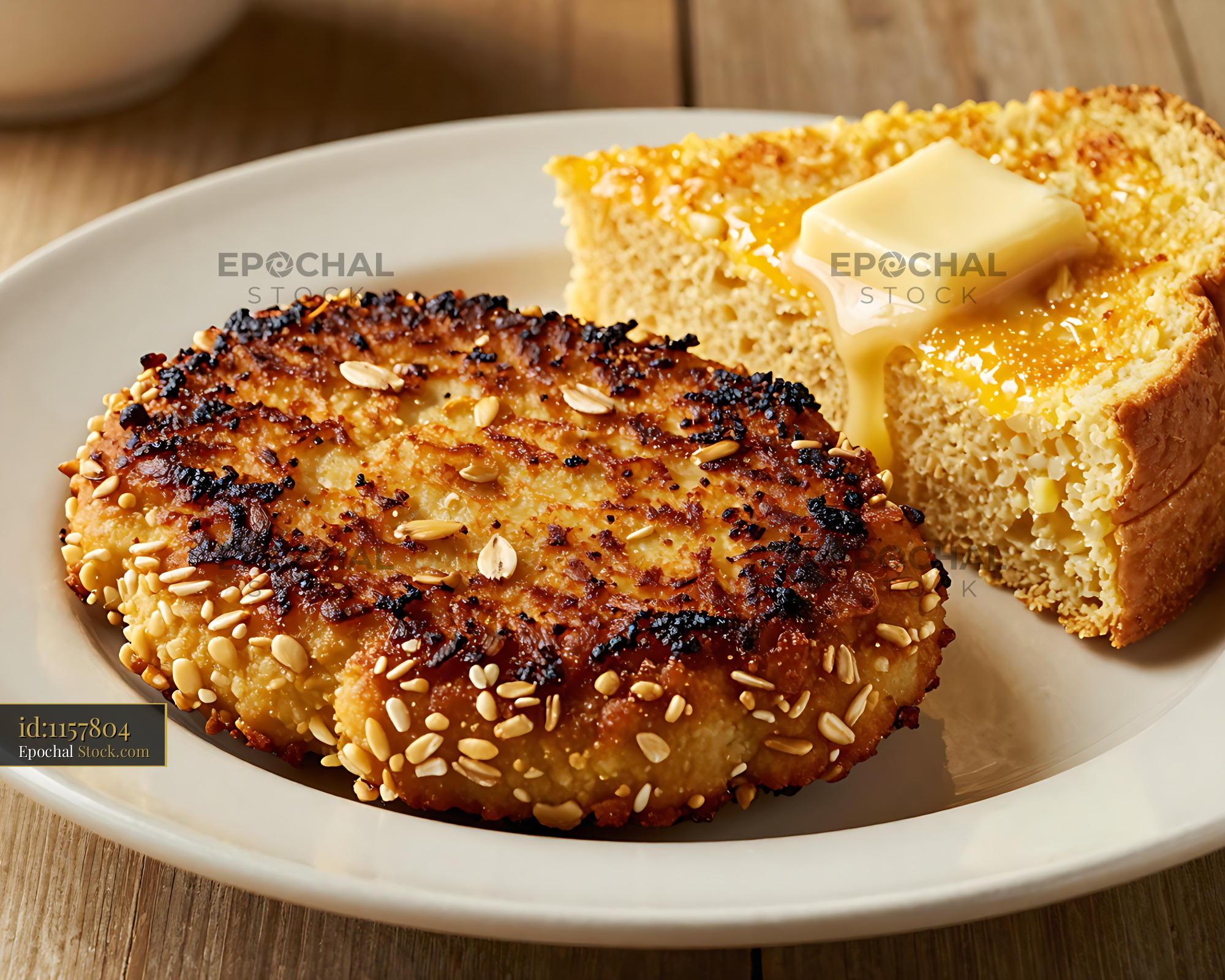 Pan-Fried Goetta with Sesame Seeds - stock photo