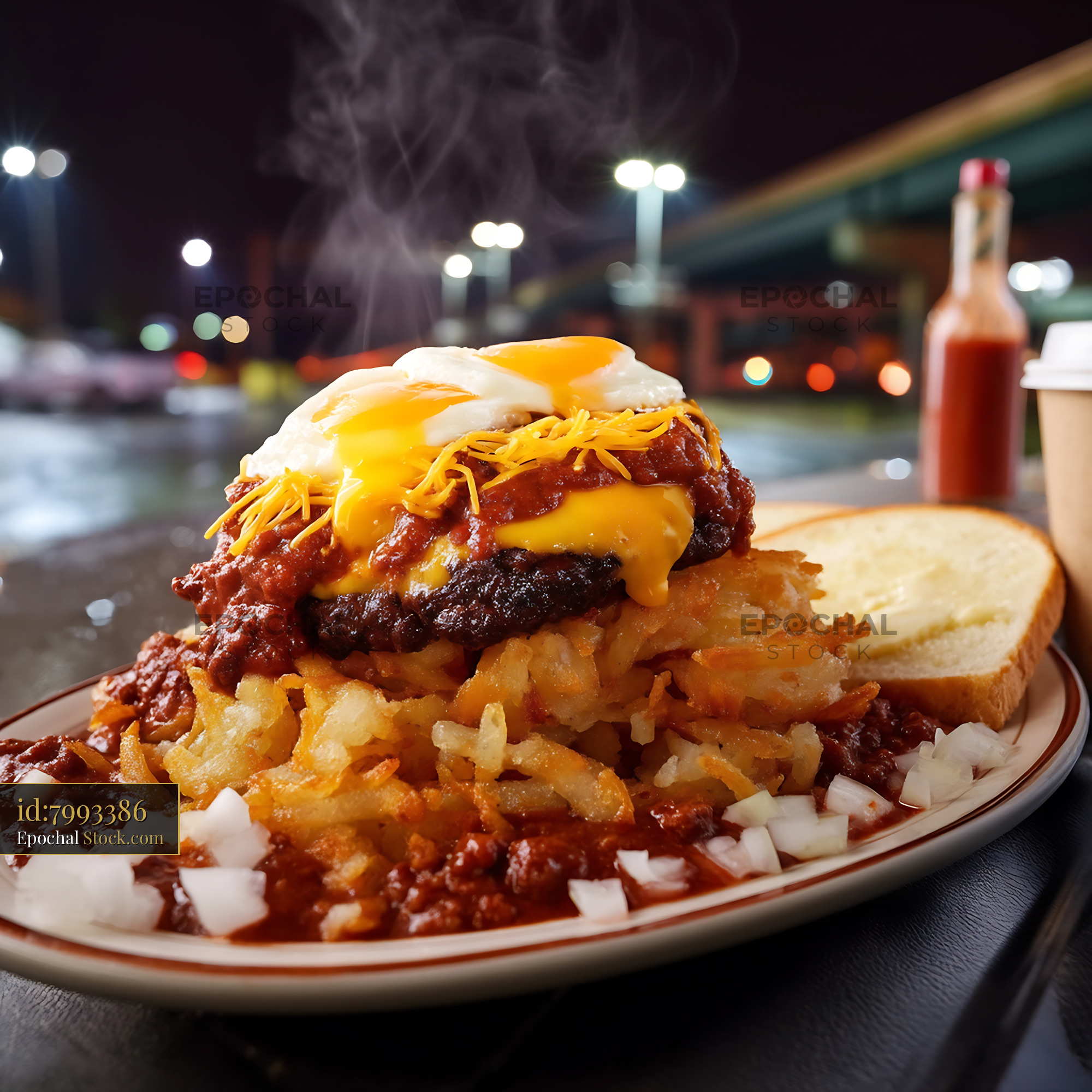 St. Louis Slinger: Fried Egg, Hash Browns Burger - stock photo