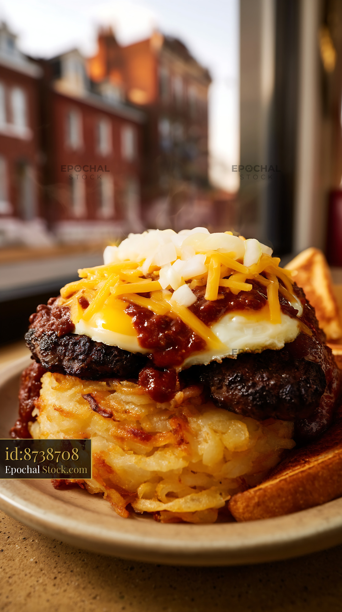 St. Louis Slinger Beef Sandwich with Cheese and Onions - stock photo