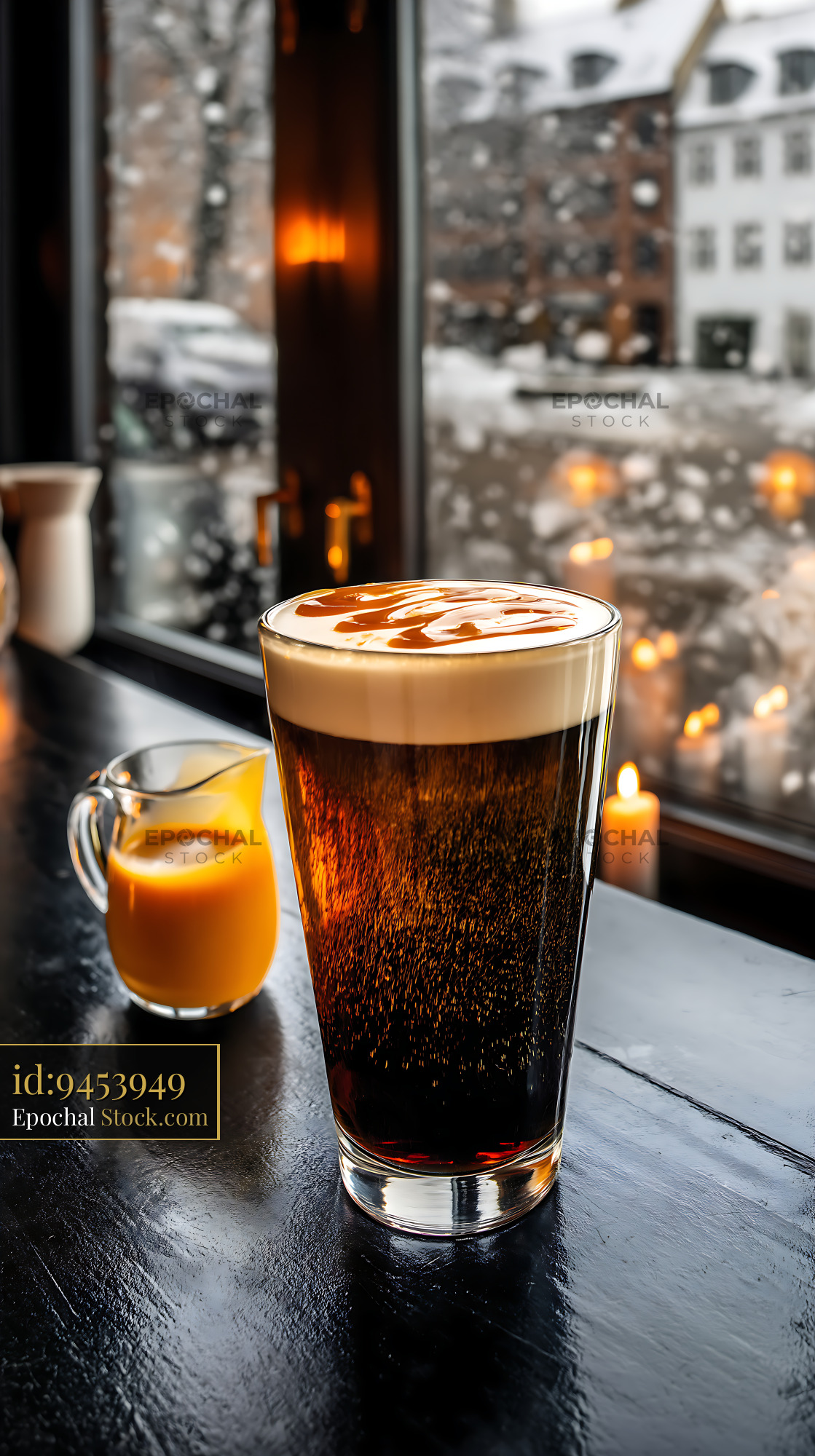 Nitro Caramel Coffee by Cozy Winter Window - stock photo