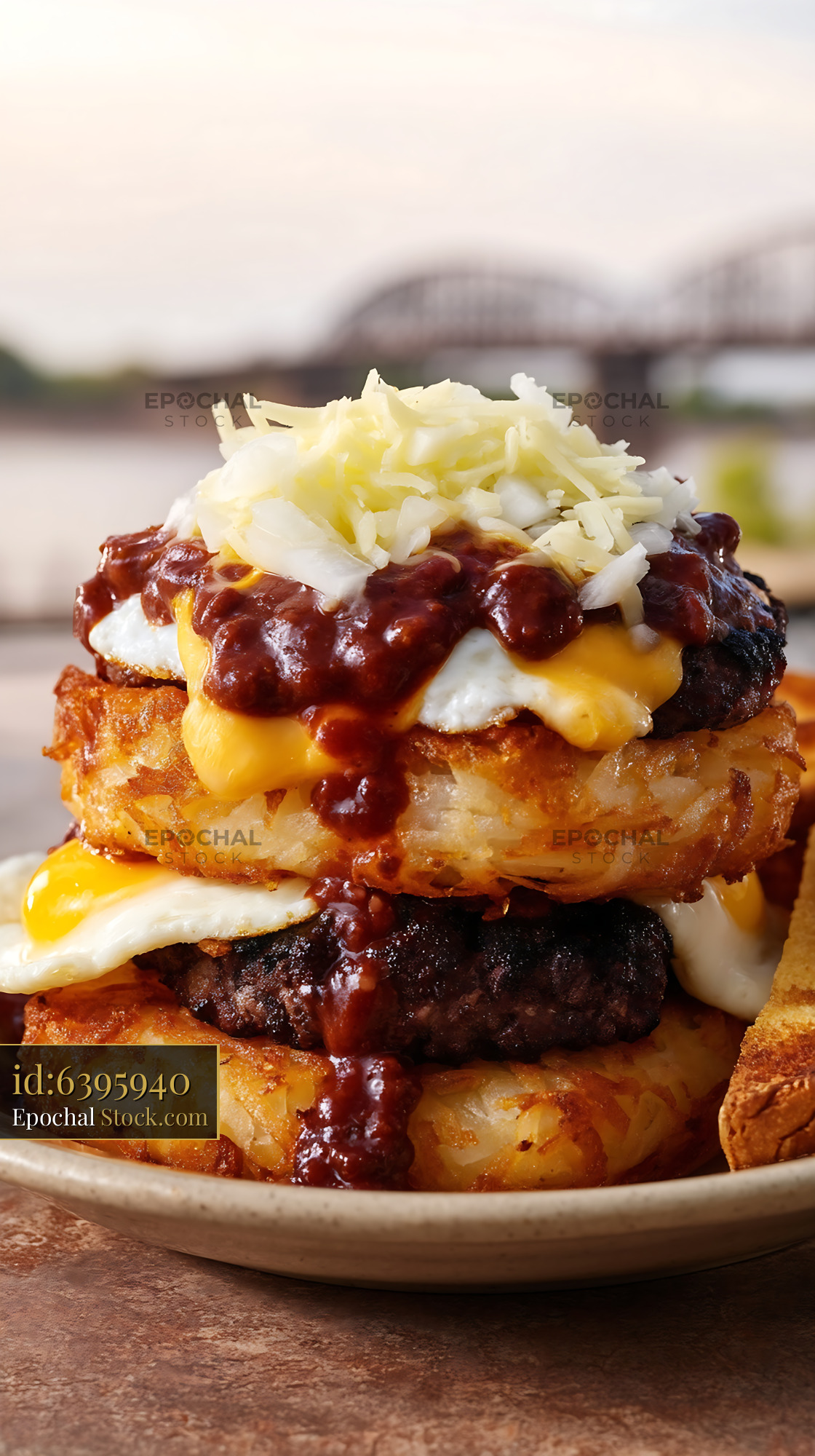 St. Louis Slinger with Crispy Hash Browns - stock photo