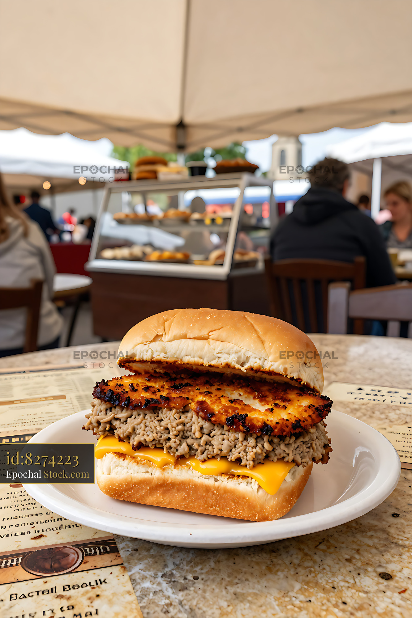 Livermush Sandwich at Outdoor Market - stock photo