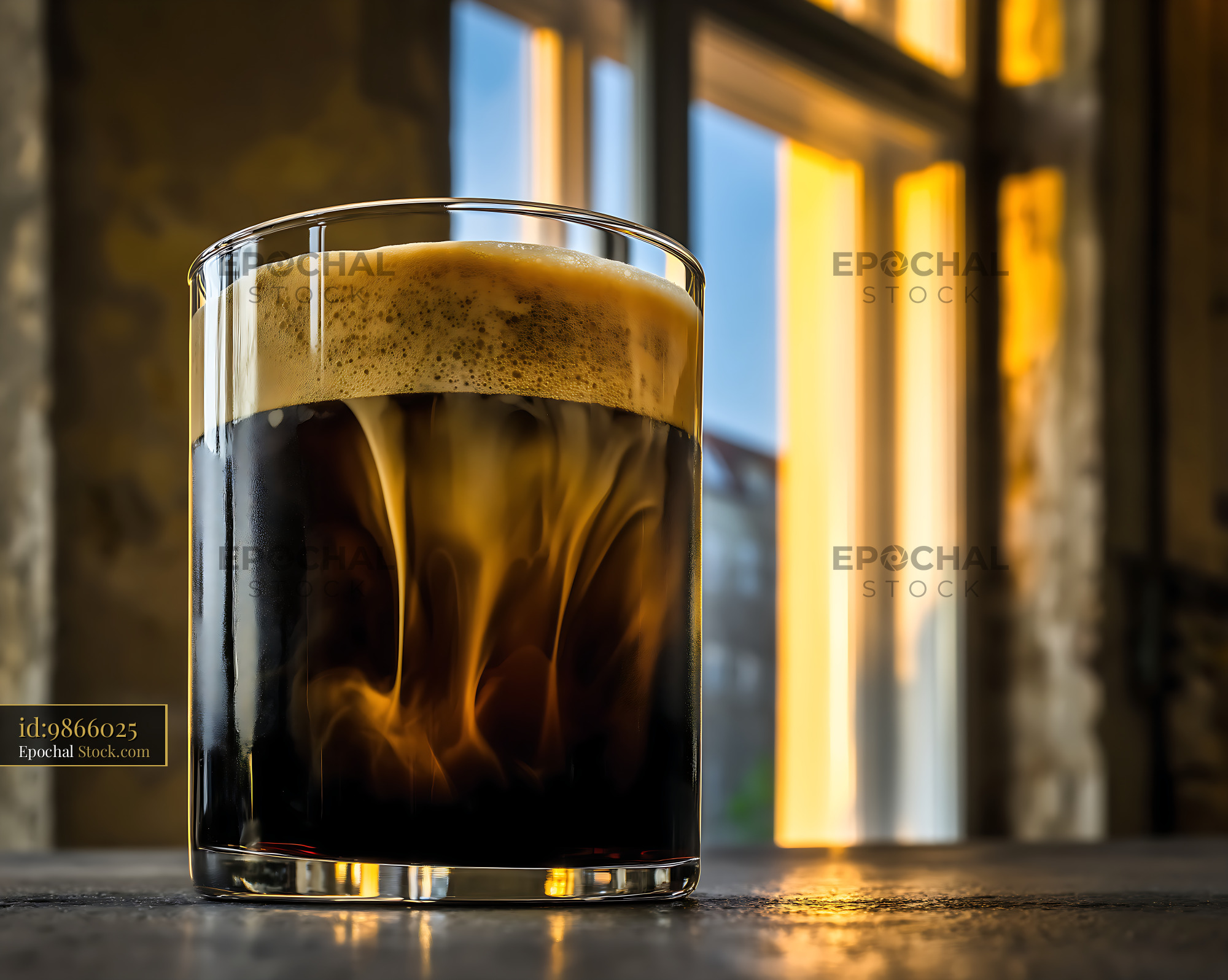 Nitro Caramel Coffee with Creamy Foam - stock photo