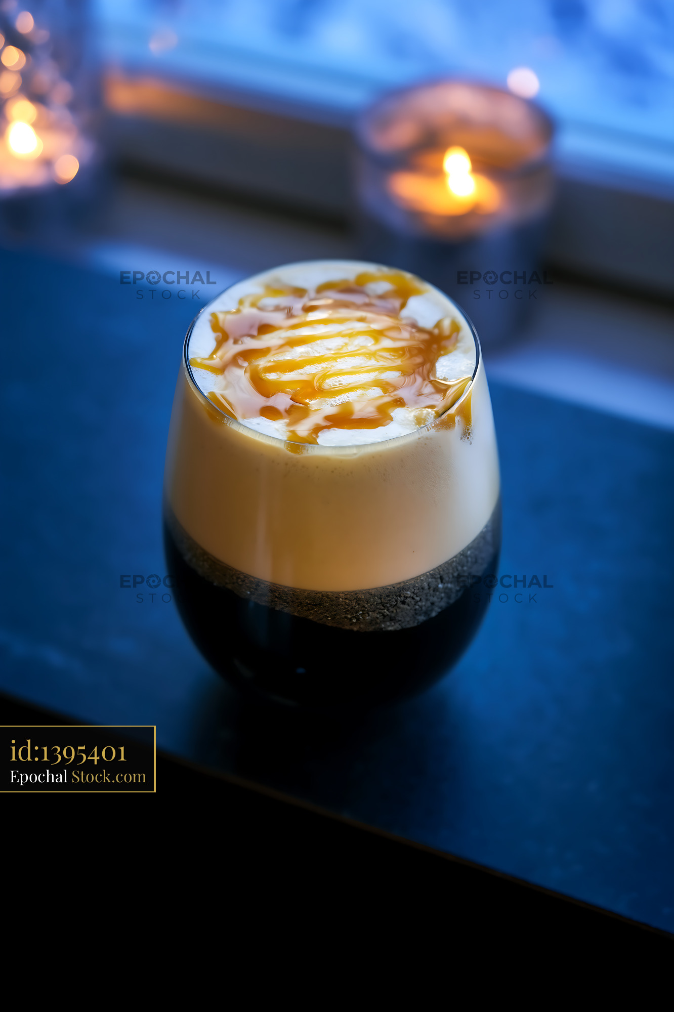 Nitro Caramel Coffee with Caramel Swirl - stock photo