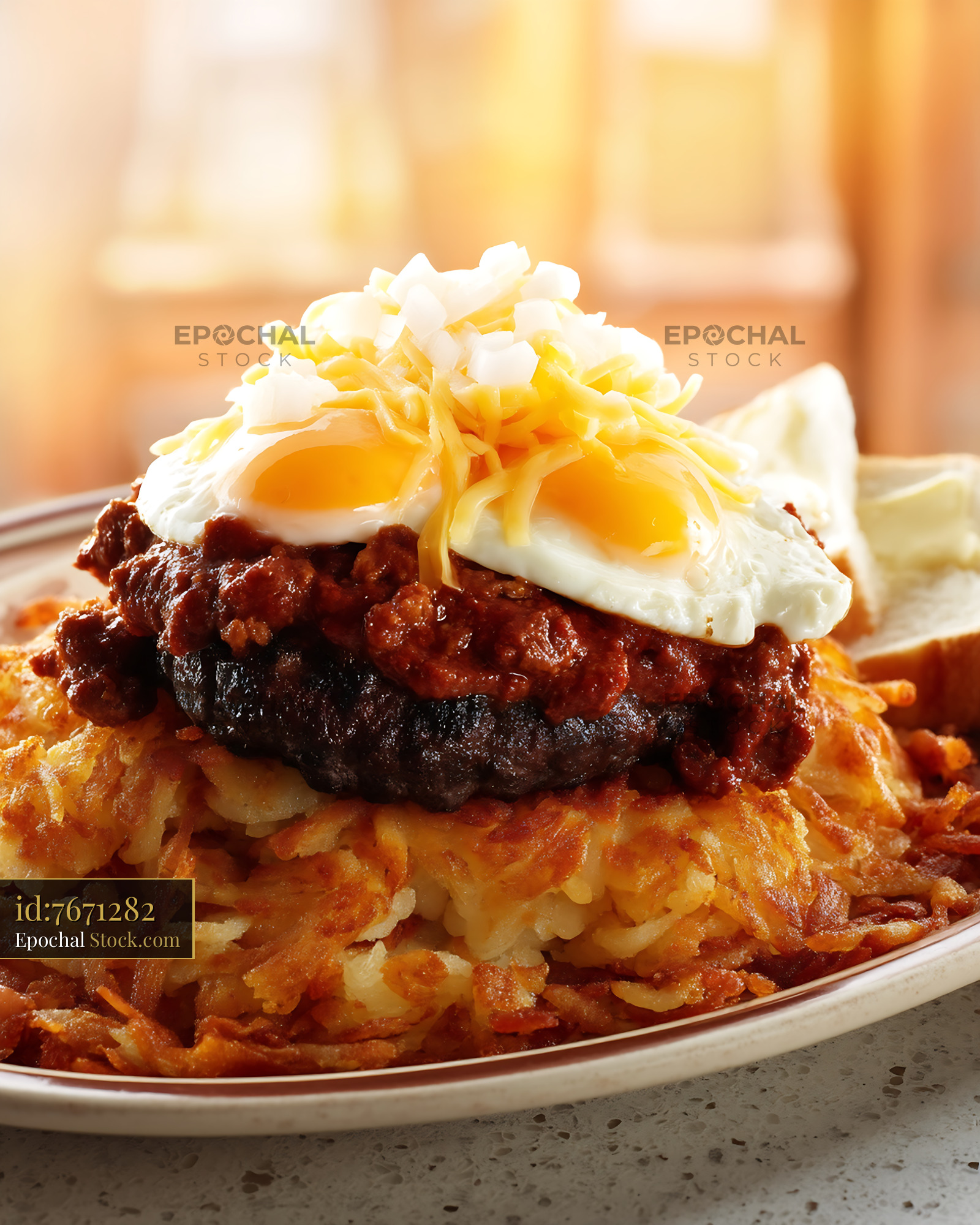 St. Louis Slinger With Fried Eggs and Cheese - stock photo