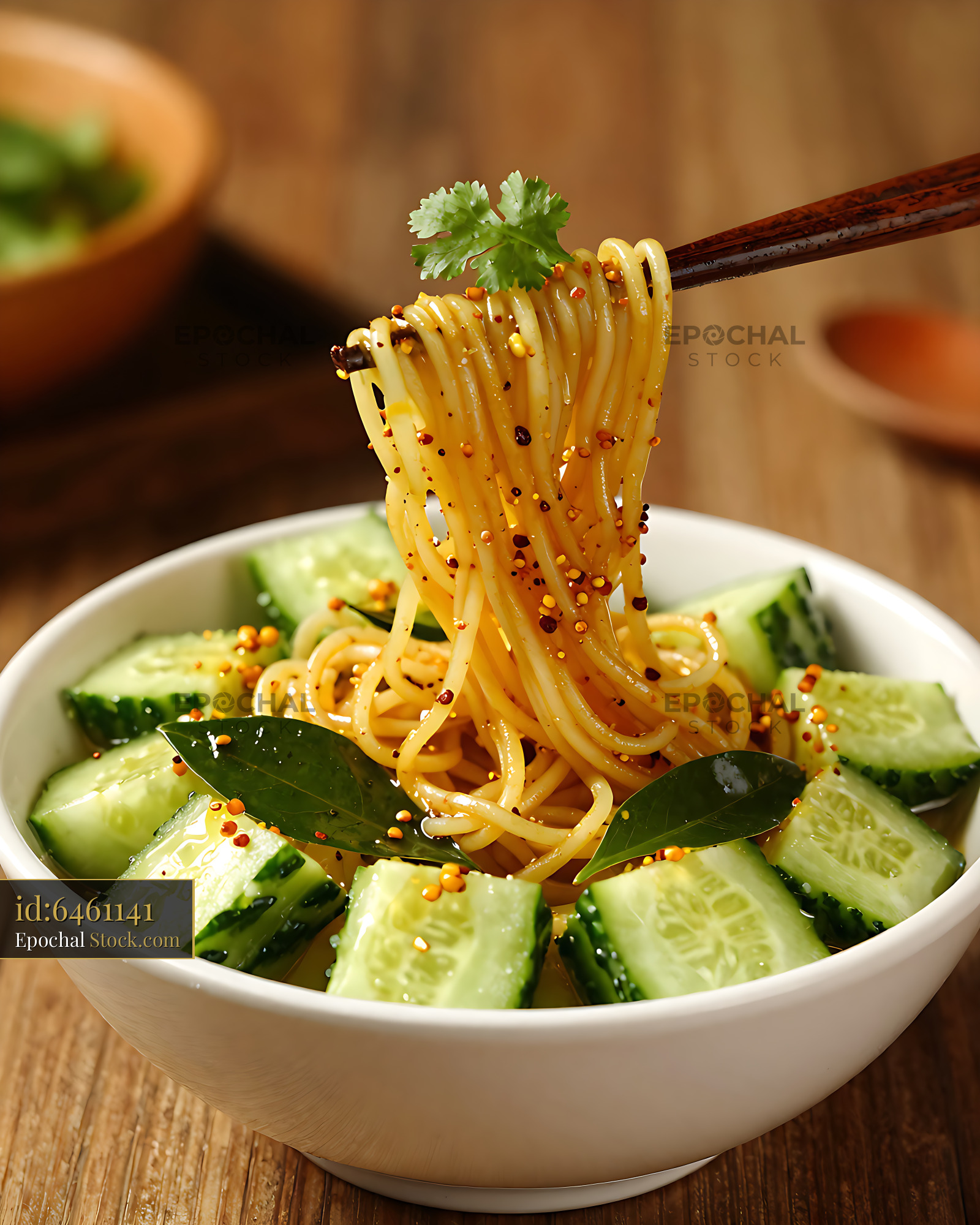 Kakdi Koshimbir Fusion Noodle with Herbs - stock photo