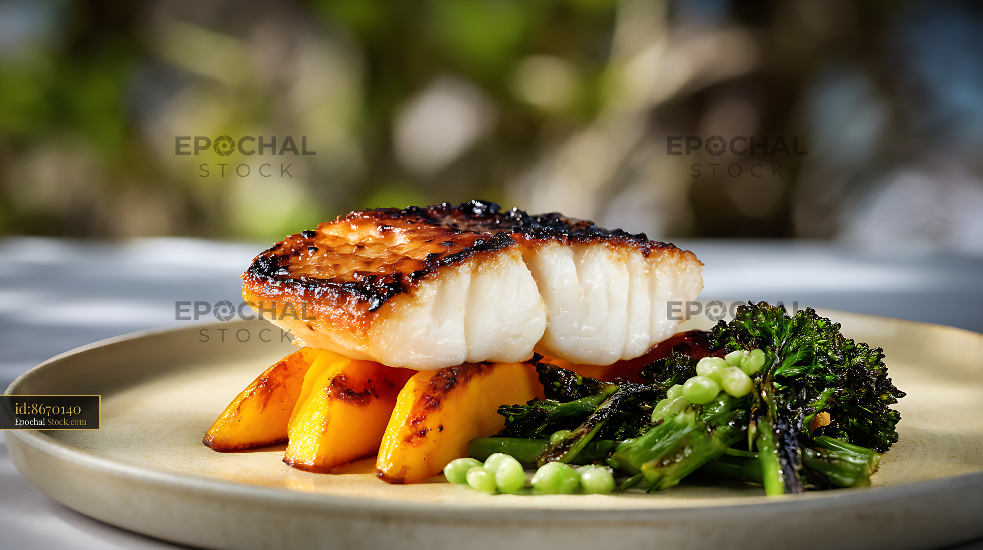 Pan-Seared Murray Cod Fillet Plated - stock photo