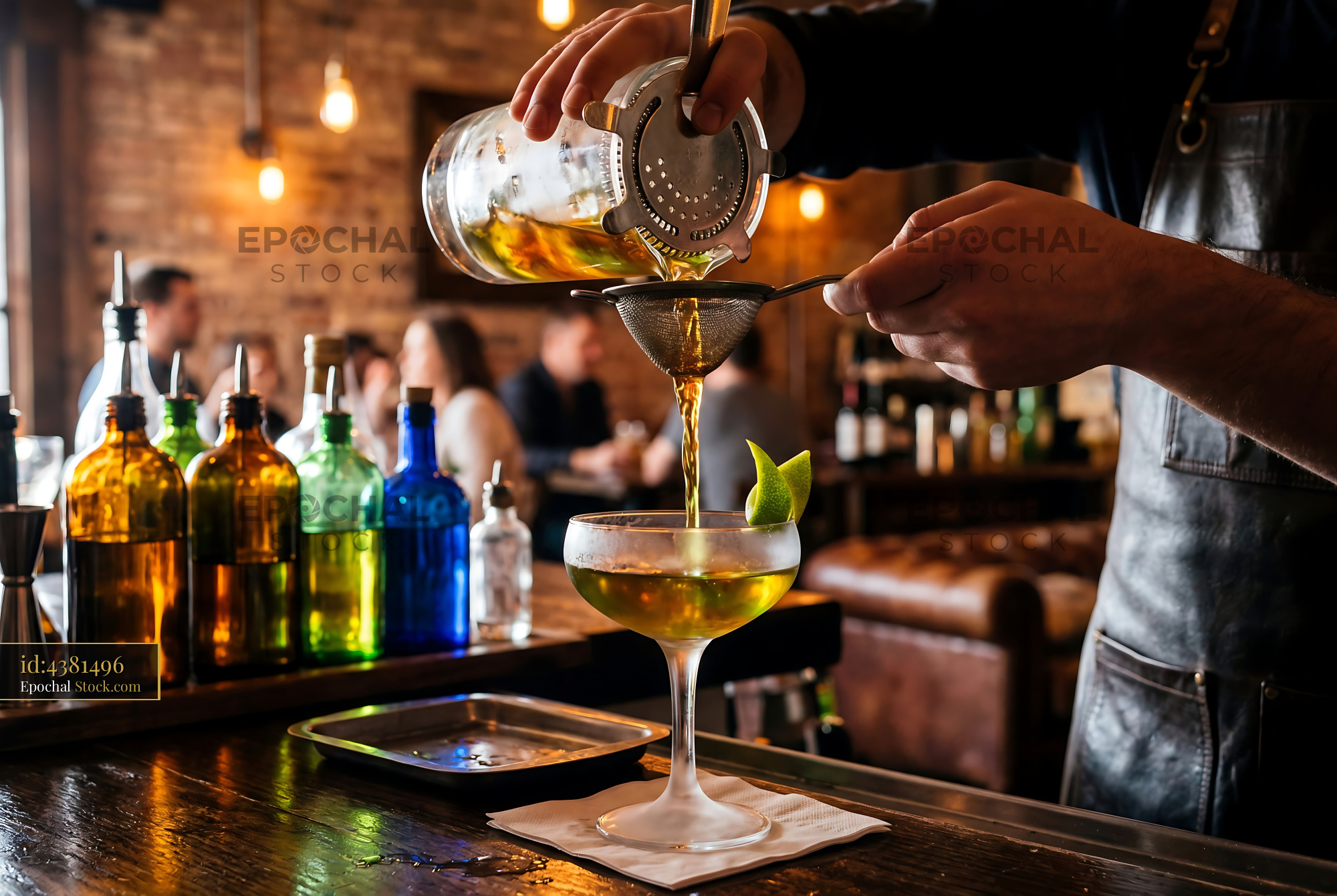 Tipperary Cocktail Strained Into Coupe Glass - stock photo