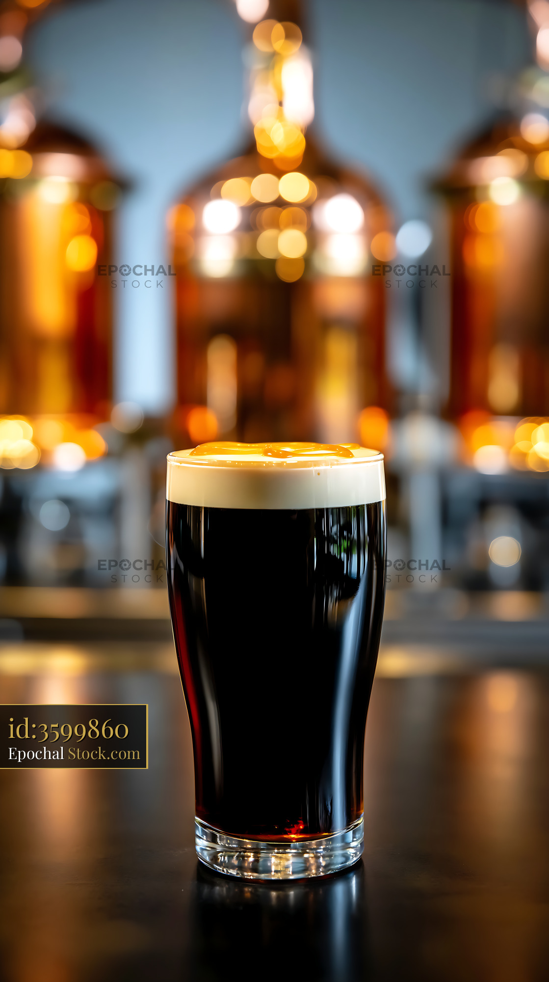 Nitro Caramel Coffee with Cream Foam in Bar - stock photo