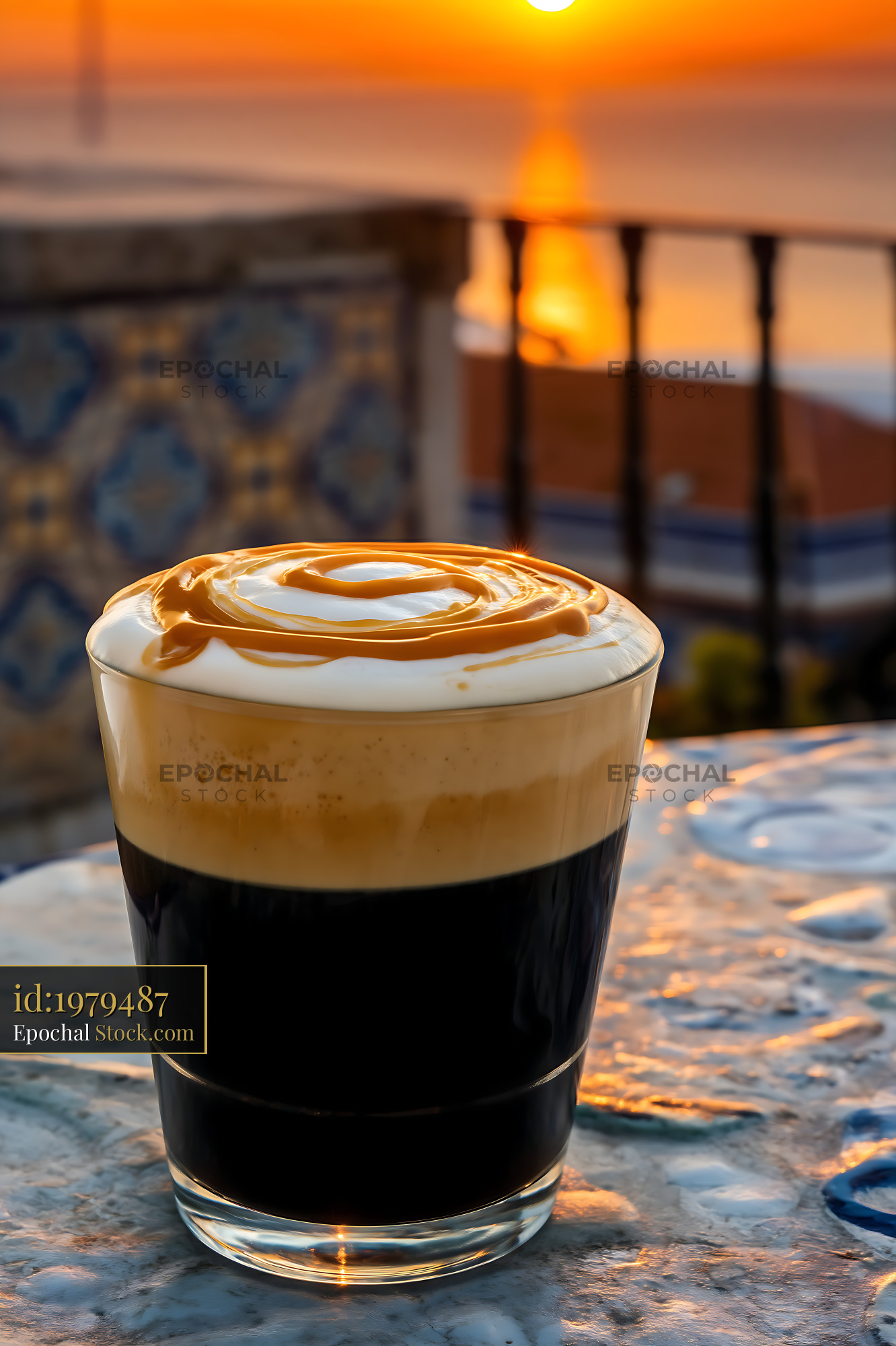 Nitro Caramel Coffee at Sunset Cafe - stock photo
