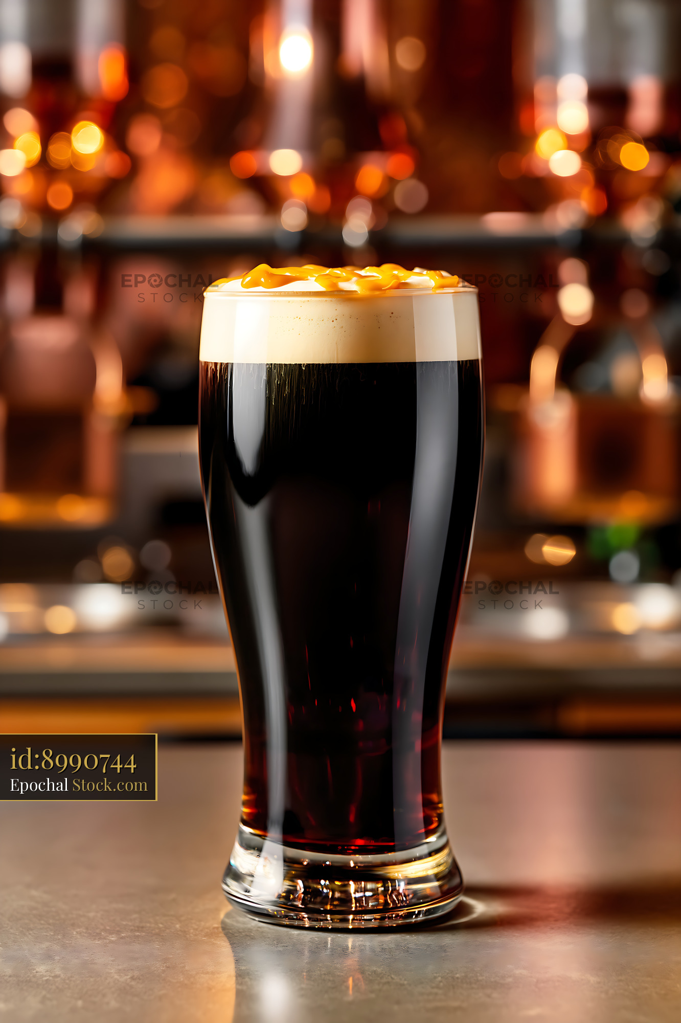 Nitro Caramel Coffee Glass at Upscale Bar - stock photo