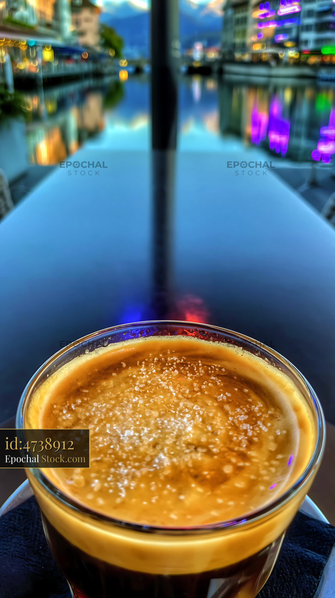 Nitro Caramel Coffee Urban Night Scene - stock photo