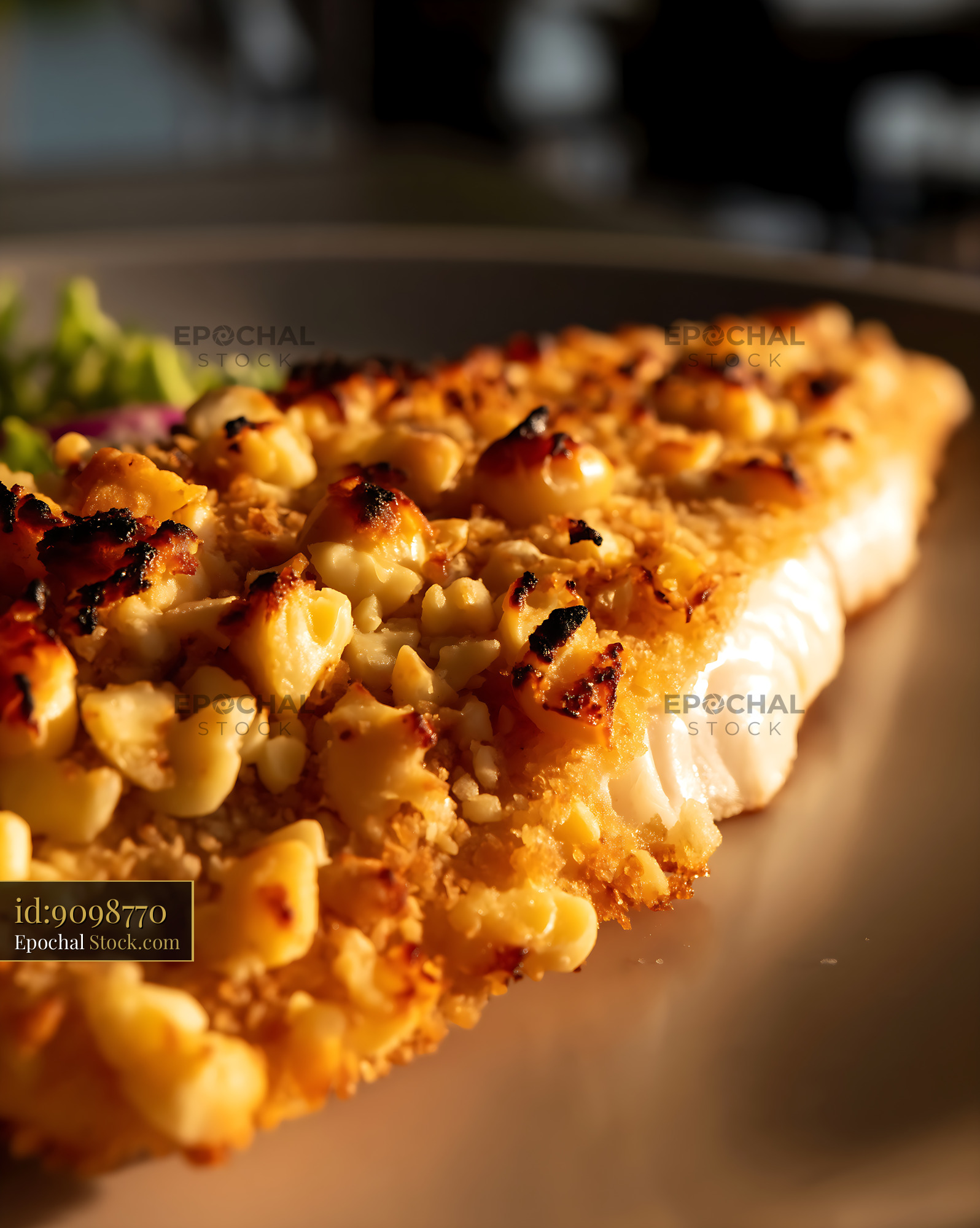 Macadamia Crusted Fish with Gourmet Plating - stock photo