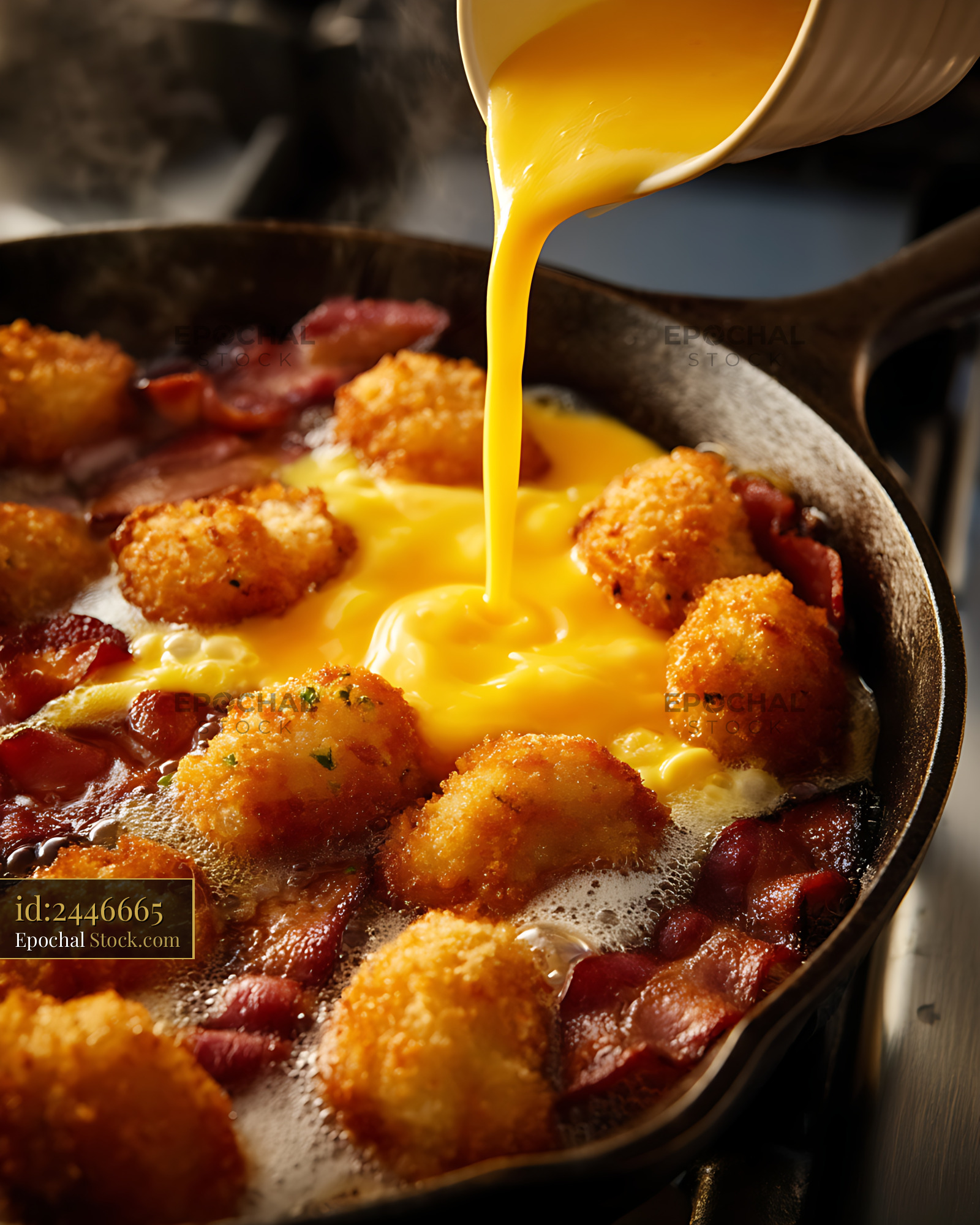 Loaded Tater Tots With Melted Cheese and Bacon - stock photo