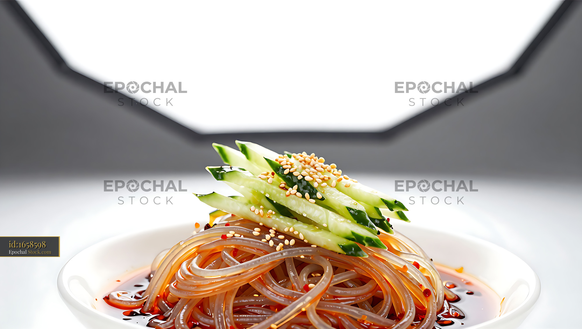 Sichuan Glass Noodle Salad with Fresh Asparagus - stock photo