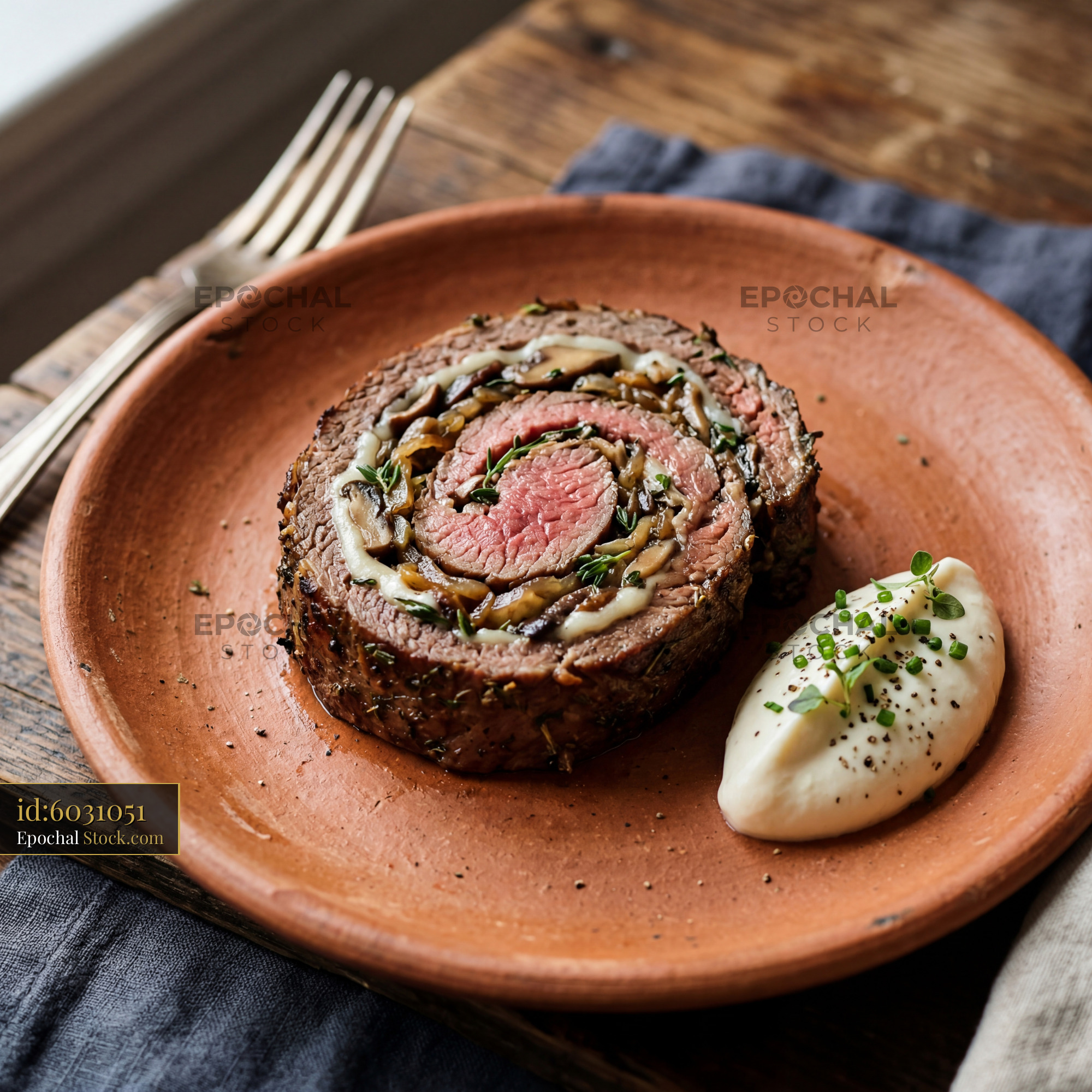 Beef Wellington with Horseradish Cream Plated - stock photo