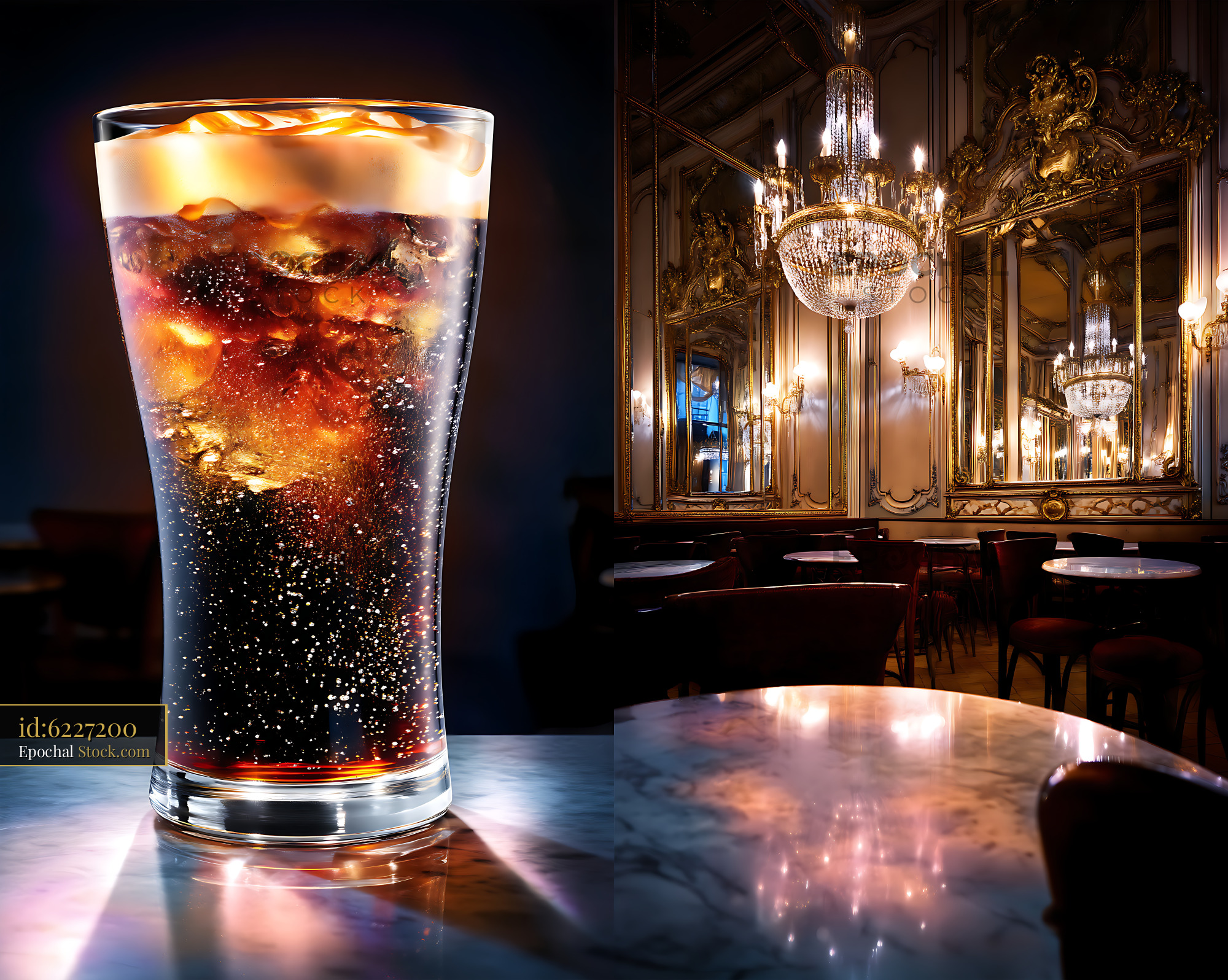 Caramel Cola With Ice in Luxury Setting - stock photo