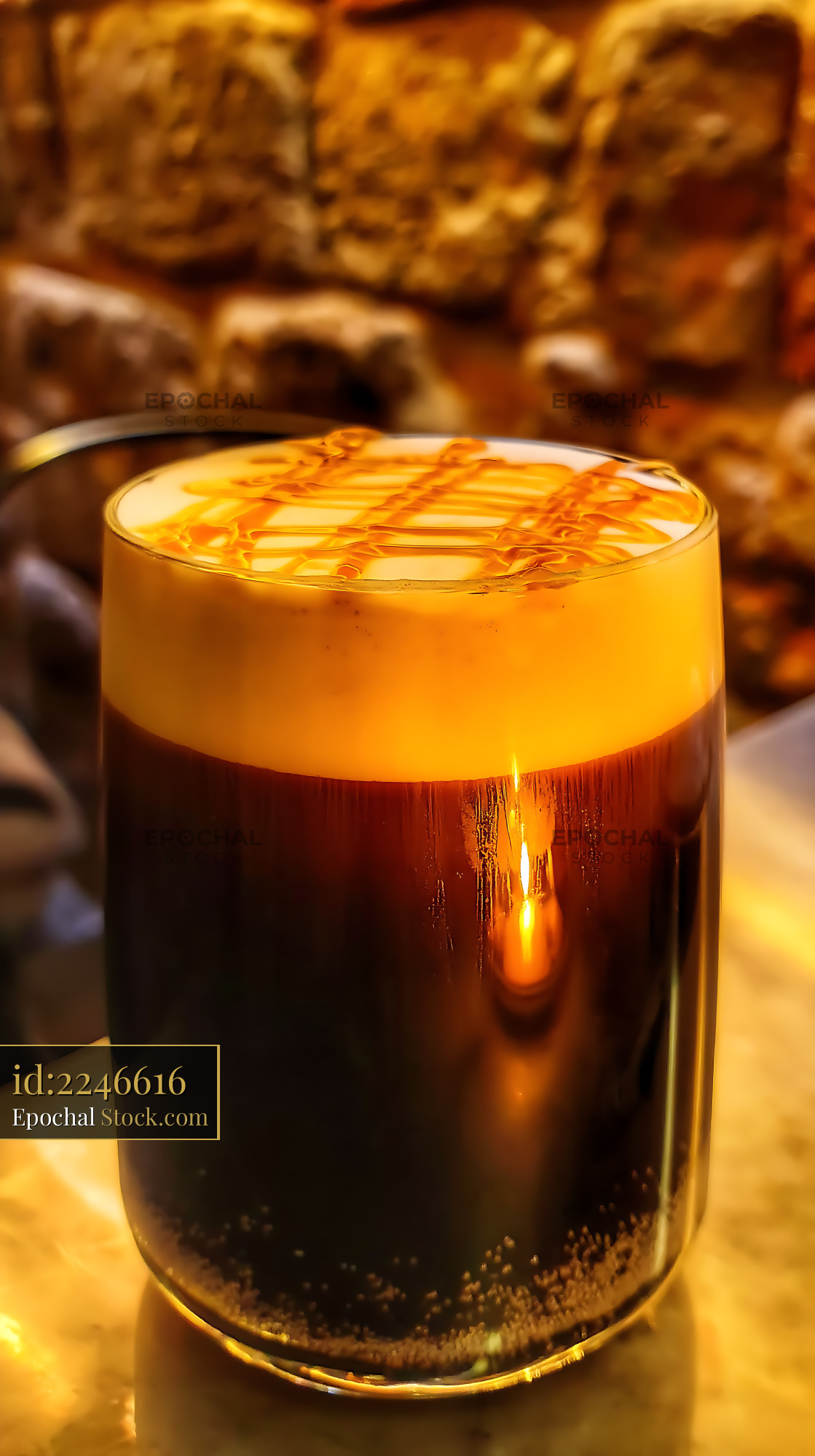 Nitro Caramel Coffee with Drizzle - stock photo
