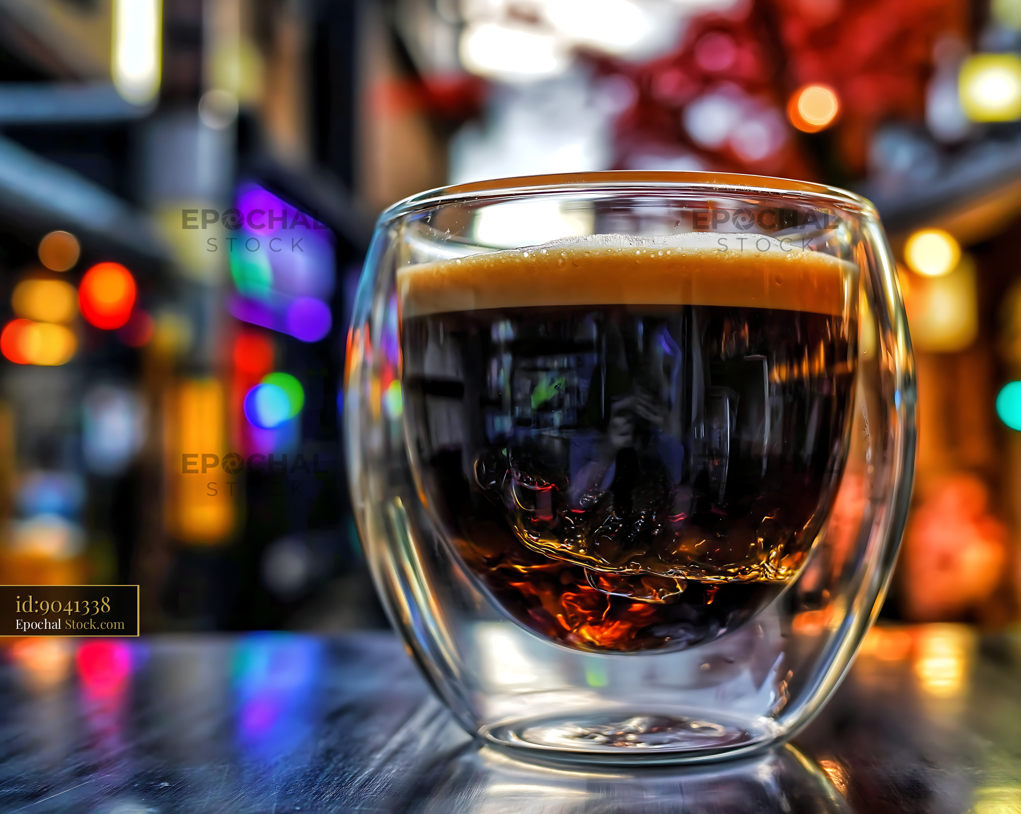 Nitro Caramel Coffee with Foam in Urban Bar - stock photo