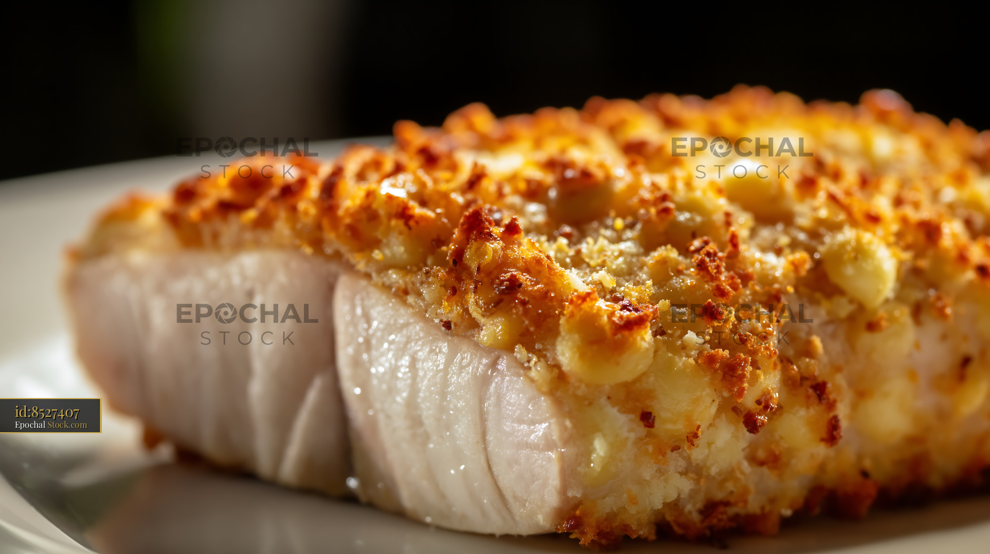 Gourmet Scallops with Golden Nut Crust - stock photo