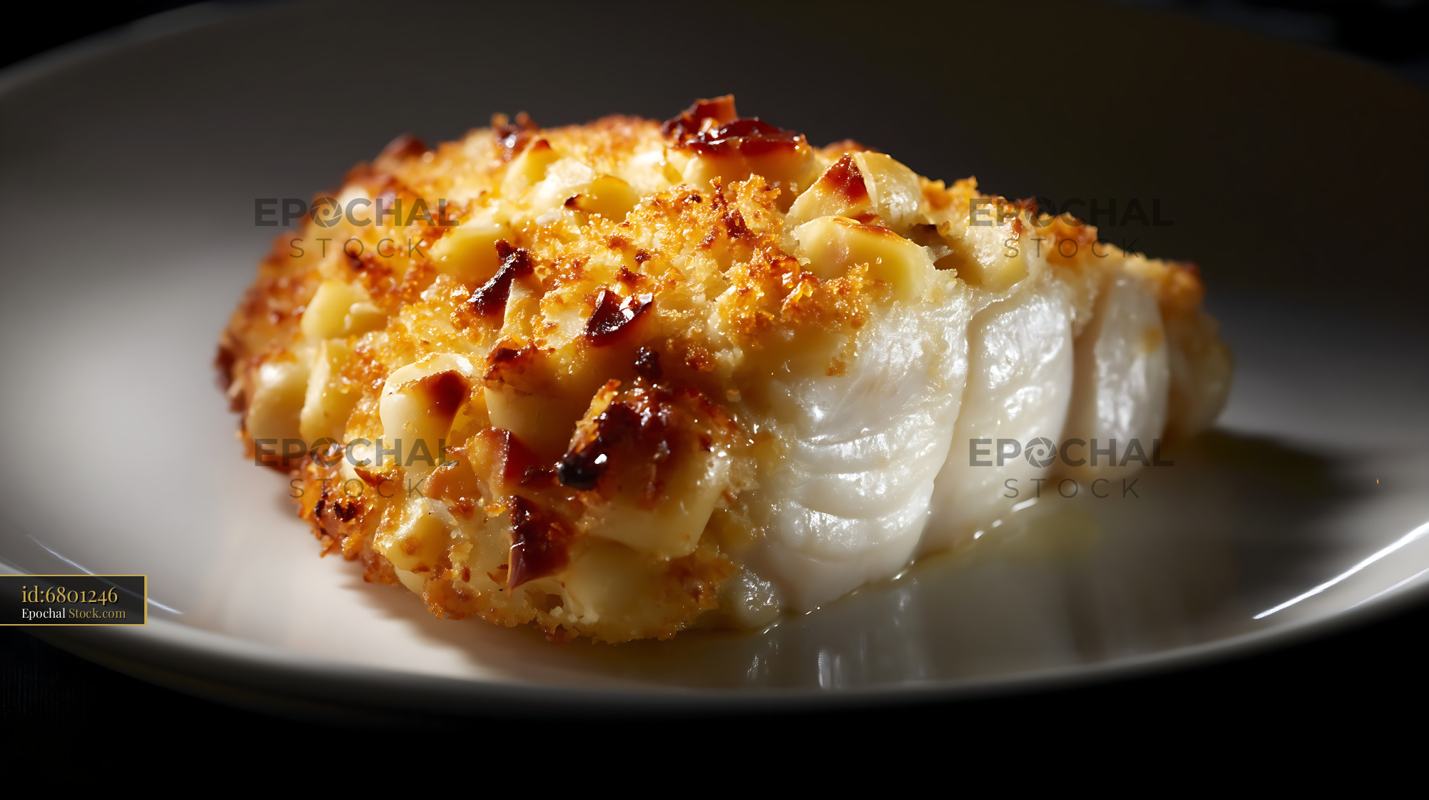 Macadamia Crusted Fish Plated Fine Dining - stock photo