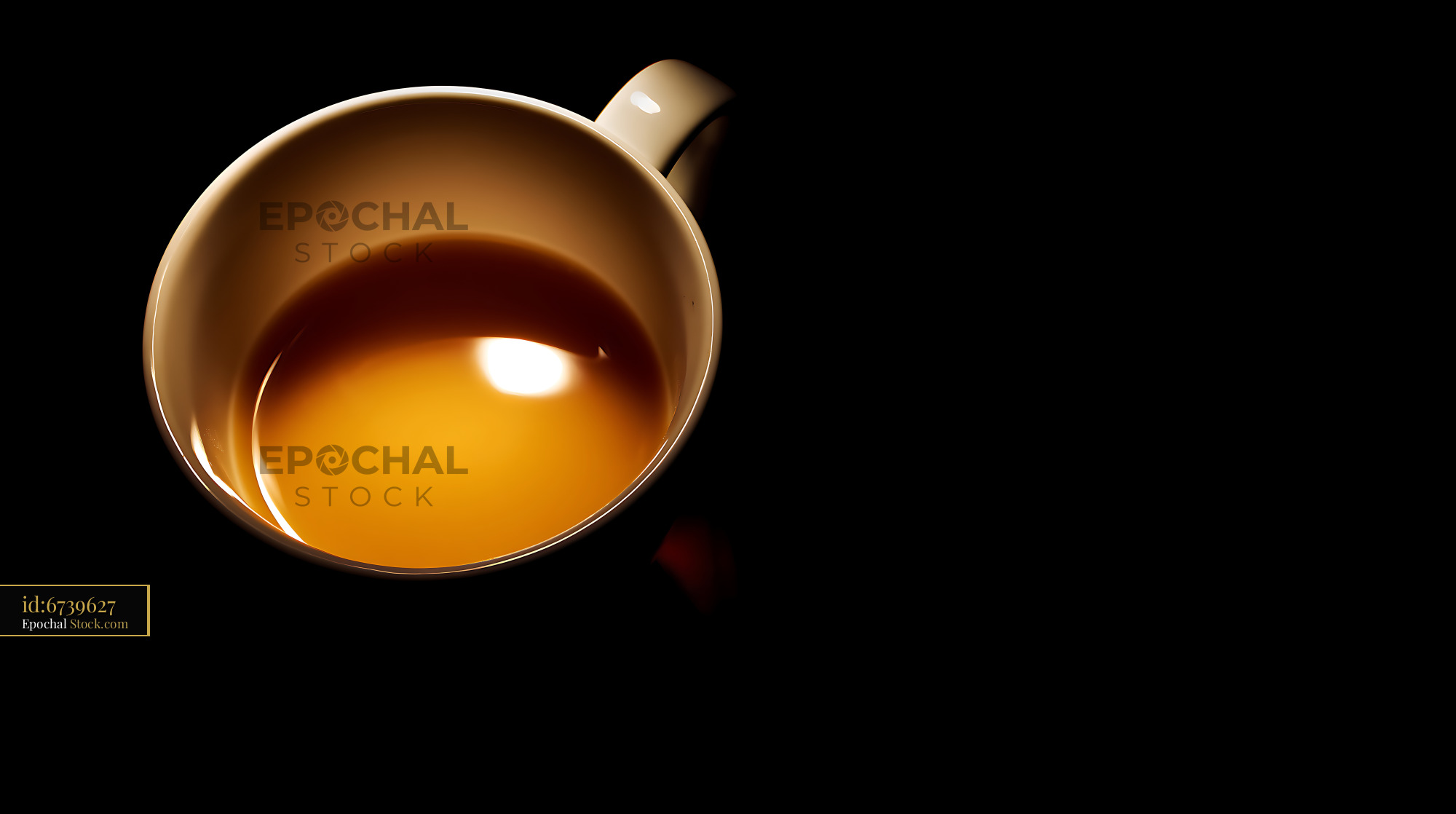 Black Tea in Cream Mug Against Dark Background - stock photo