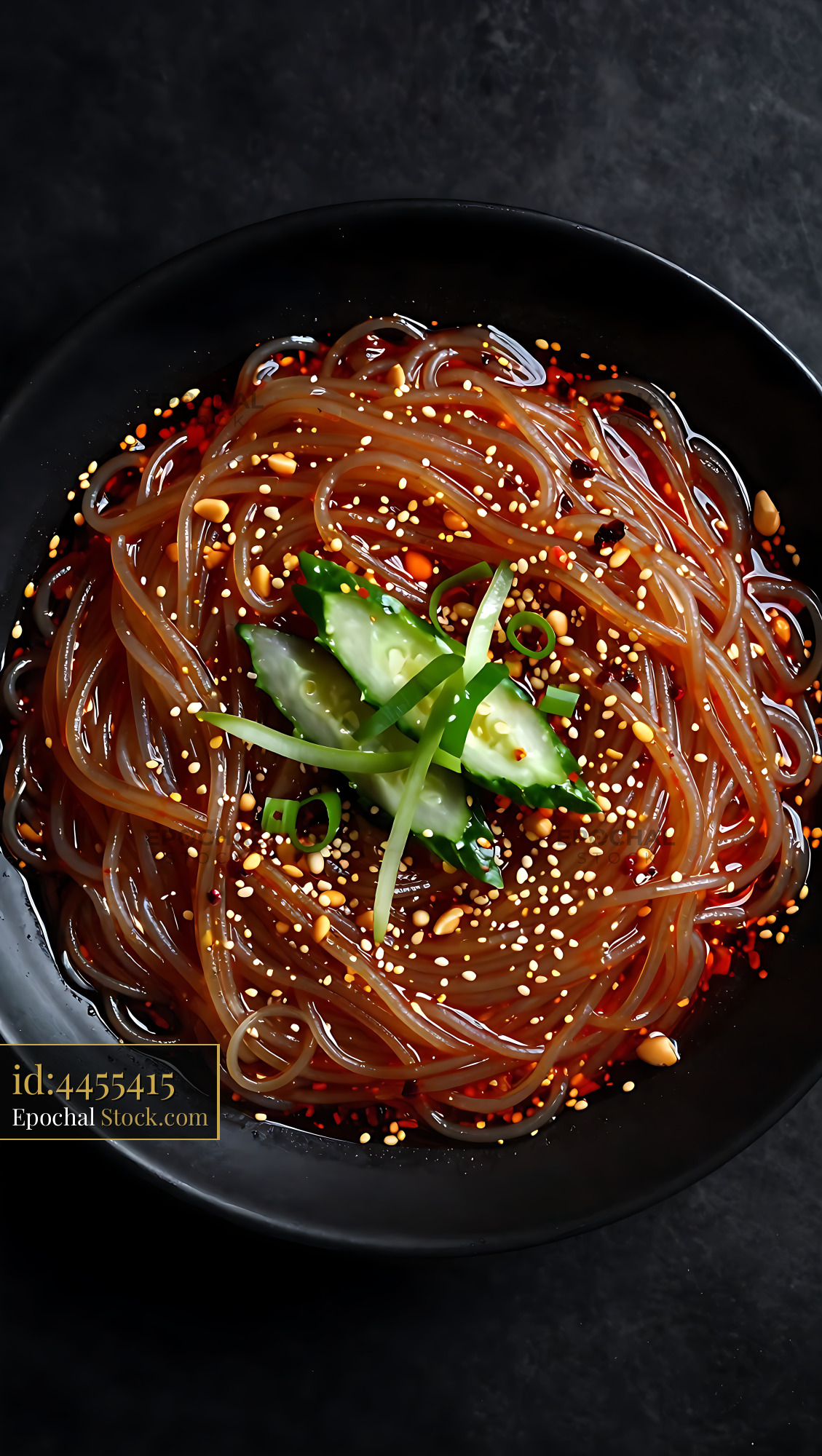 Sichuan Glass Noodle Salad with Sesame Seeds - stock photo