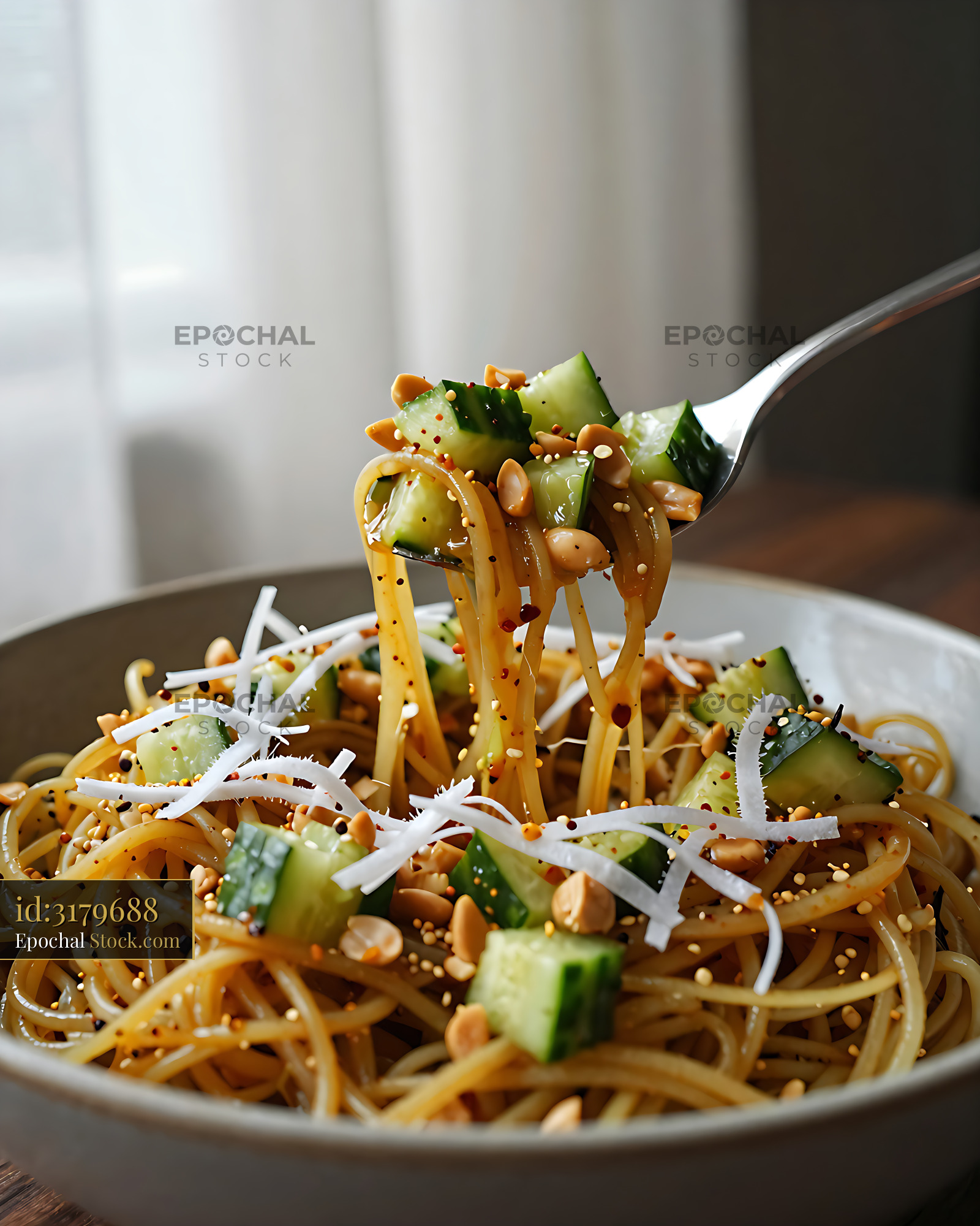 Kakdi Koshimbir Noodle Salad with Peanuts - stock photo