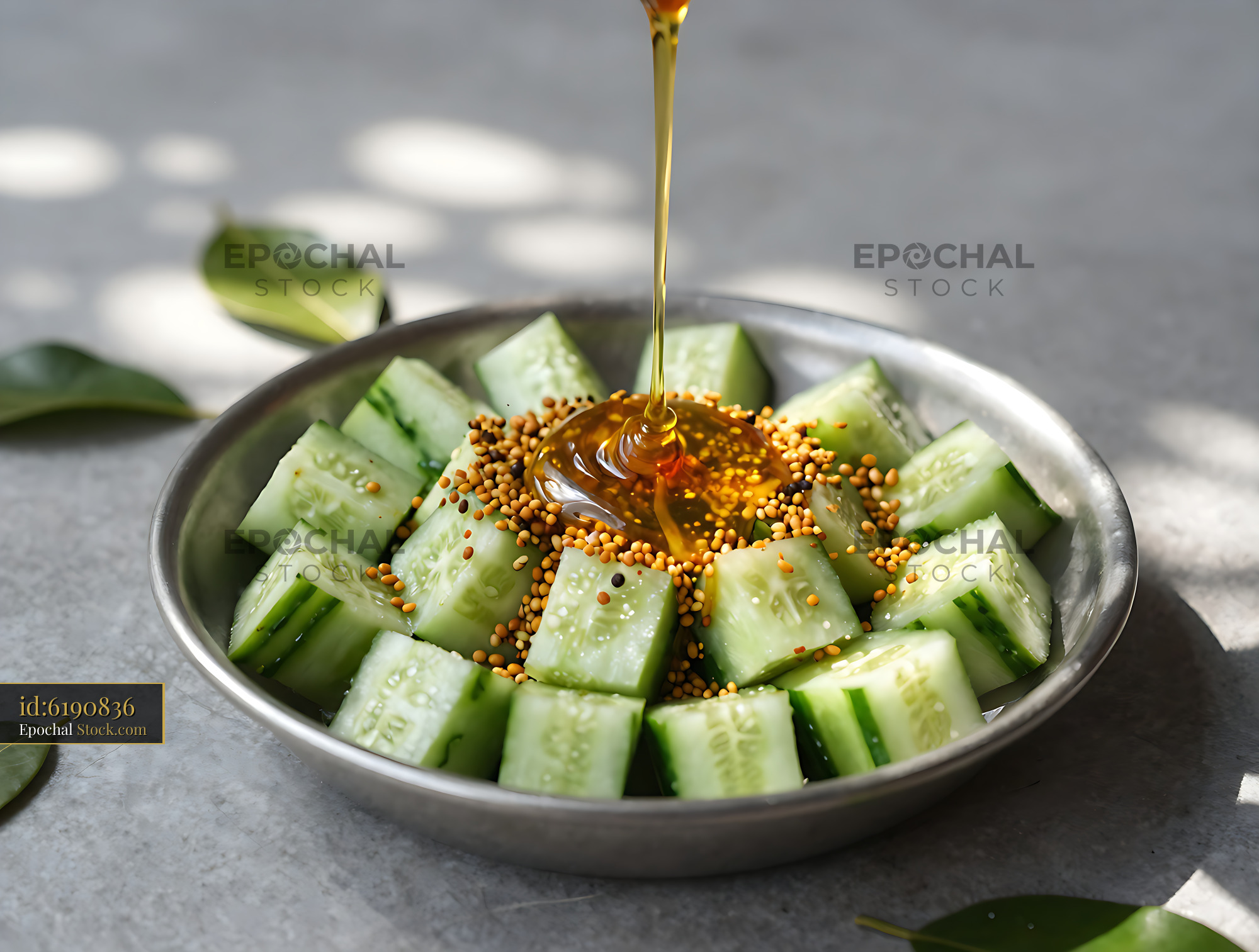 Kakdi Koshimbir: Cucumber Salad with Mustard Seeds - stock photo
