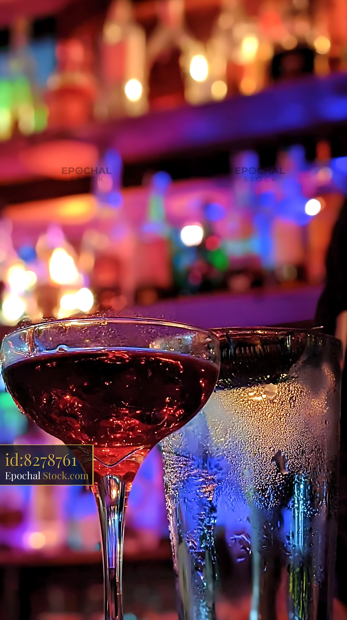 Bushwick Cocktail at Vibrant Nightclub Bar - stock photo