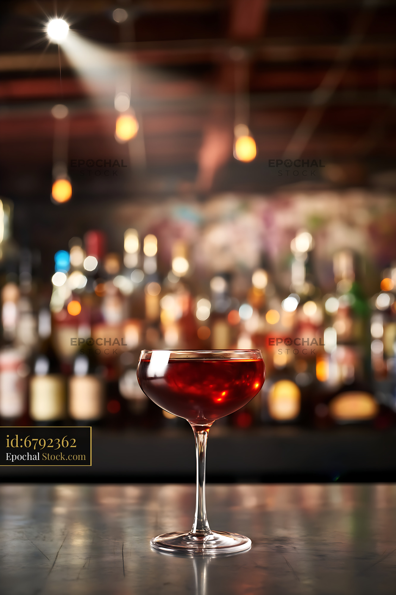 Bushwick Cocktail in Coupe Glass at Upscale Bar - stock photo