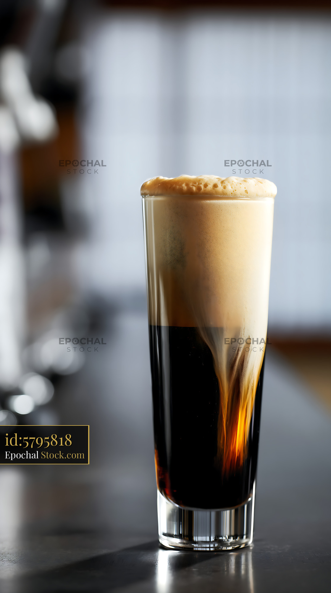 Nitro Caramel Coffee with Cascading Foam - stock photo