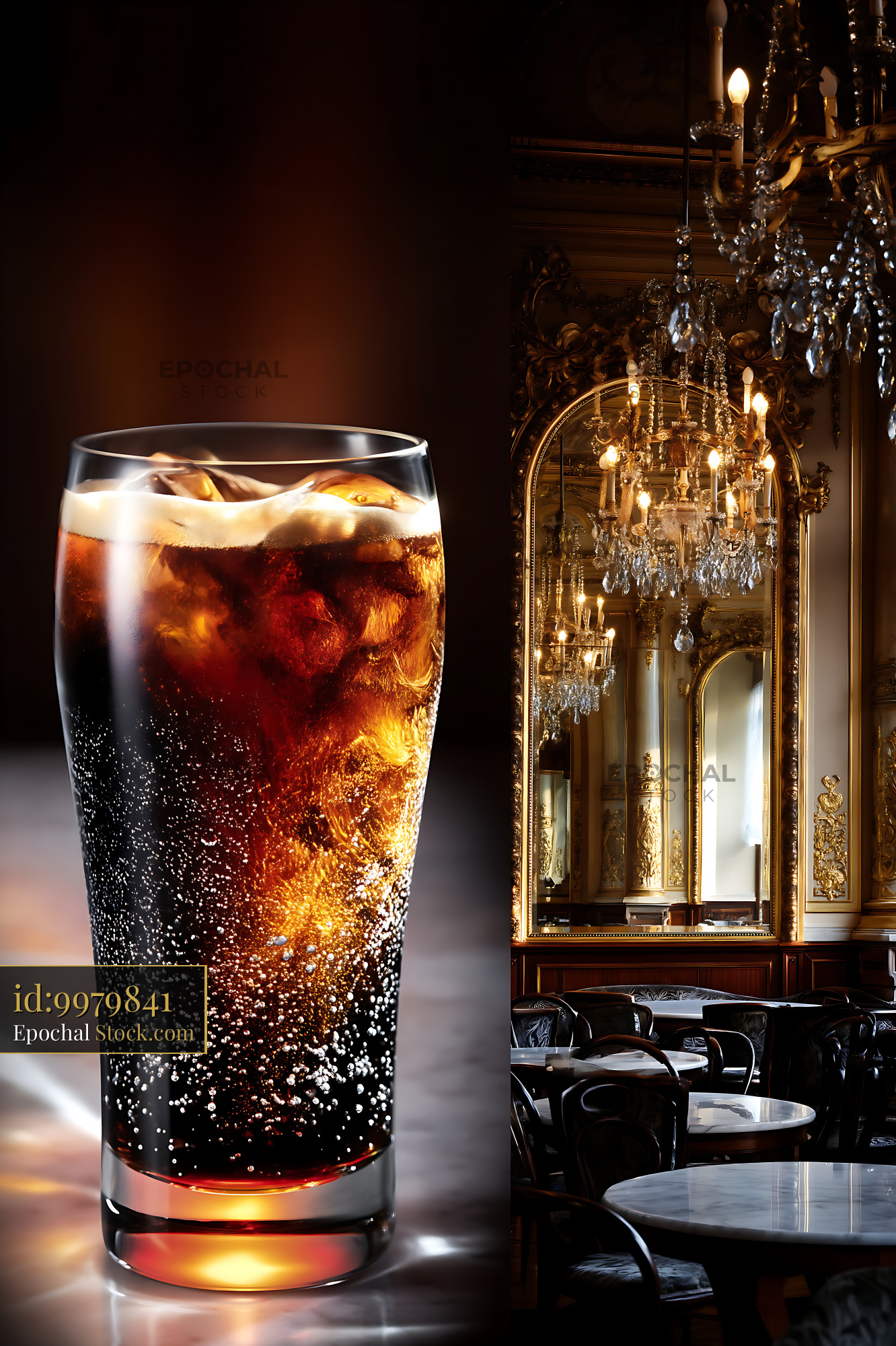 Nitro Caramel Coffee Served in Elegant Cafe - stock photo