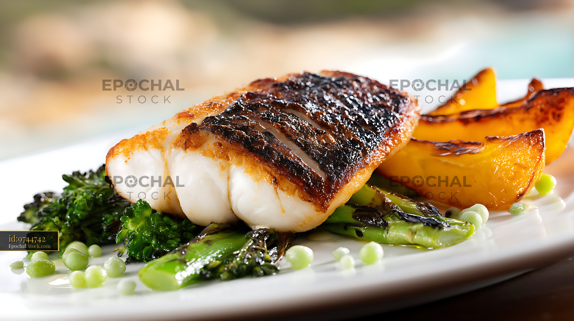 Murray Cod Fillet with Roasted Vegetables Plated - stock photo