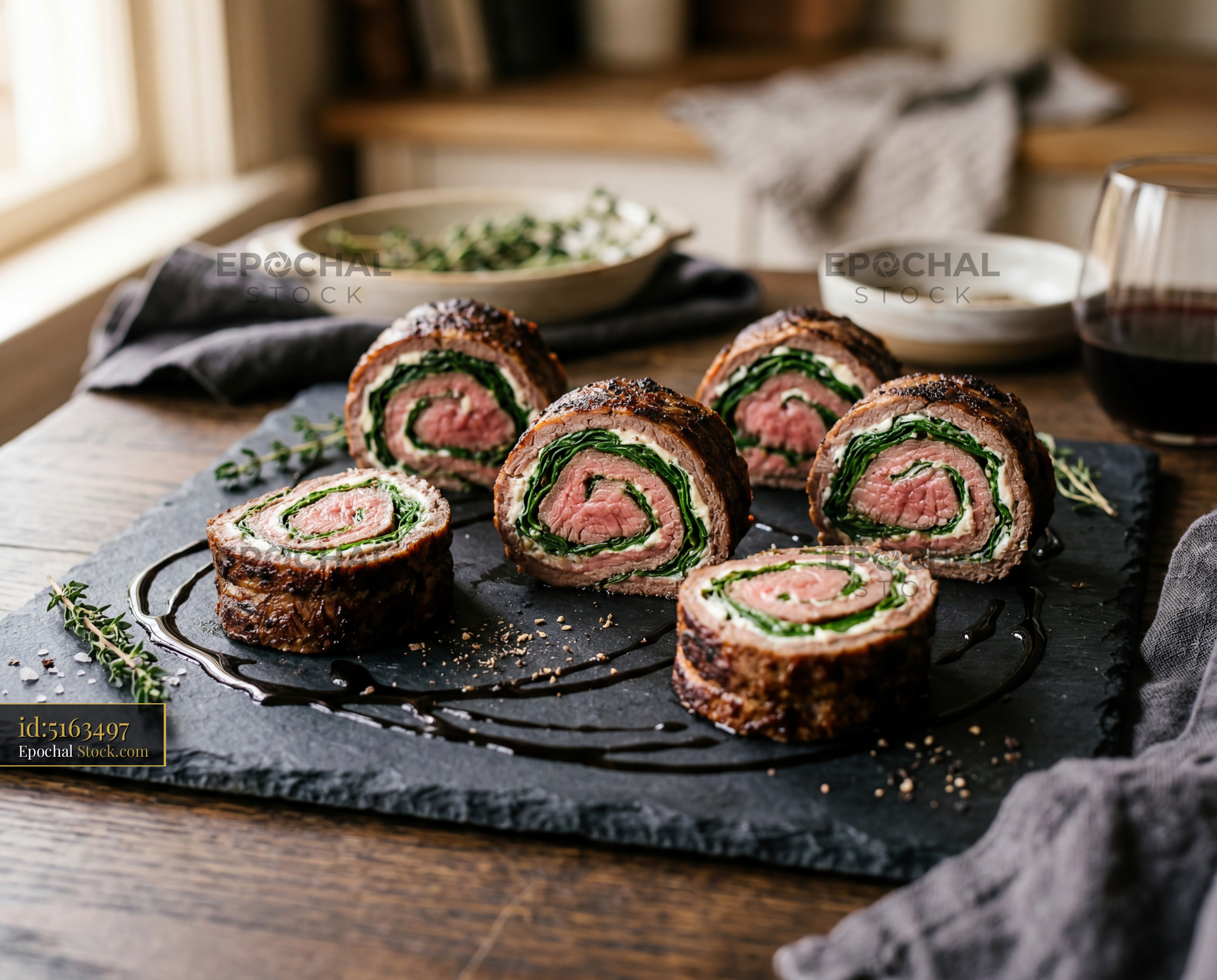 Beef Wellington Slices Fine Dining Plating - stock photo