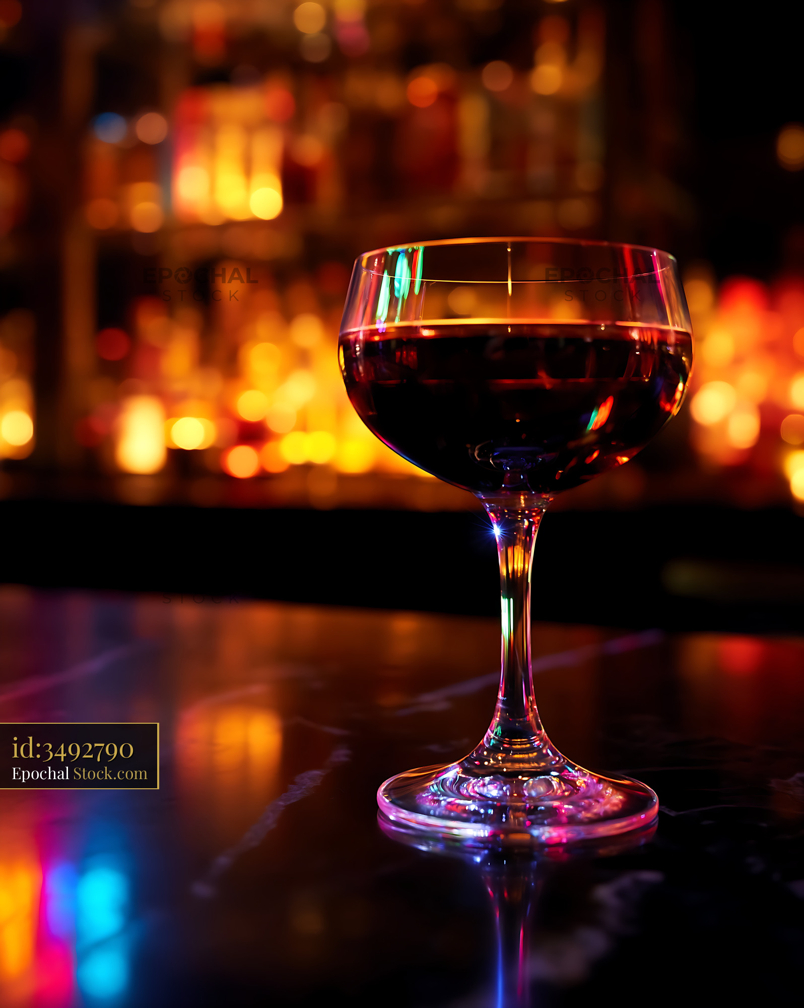 Bushwick Cocktail in Neon-Lit Bar Setting - stock photo