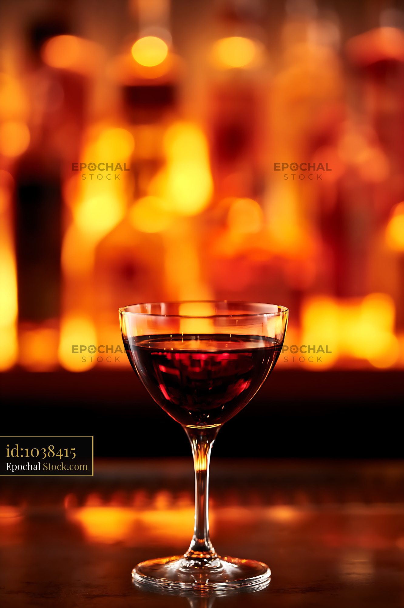 Bushwick Cocktail Against Warm Fireplace Glow - stock photo