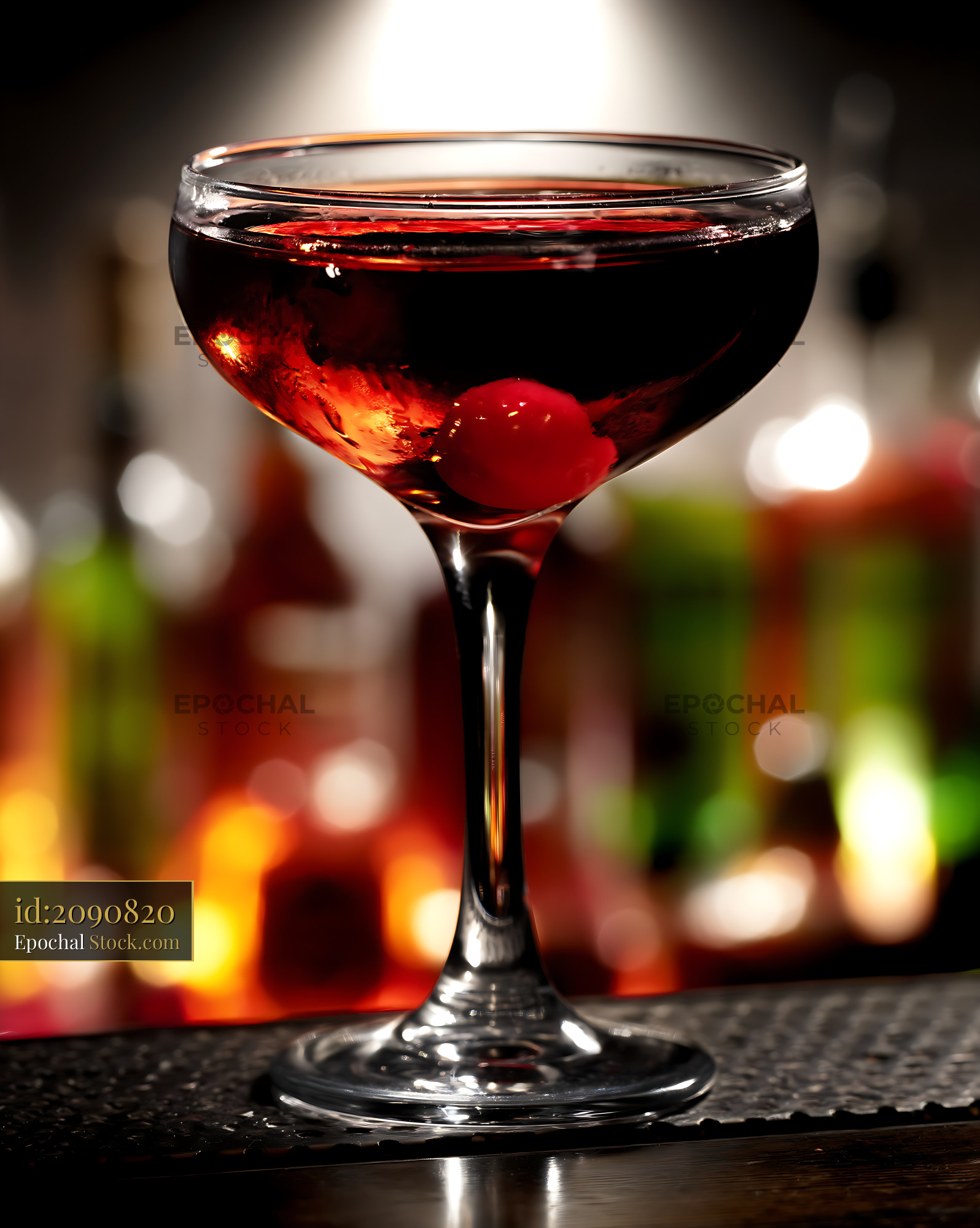 Bushwick Cocktail with Cherry Garnish - stock photo