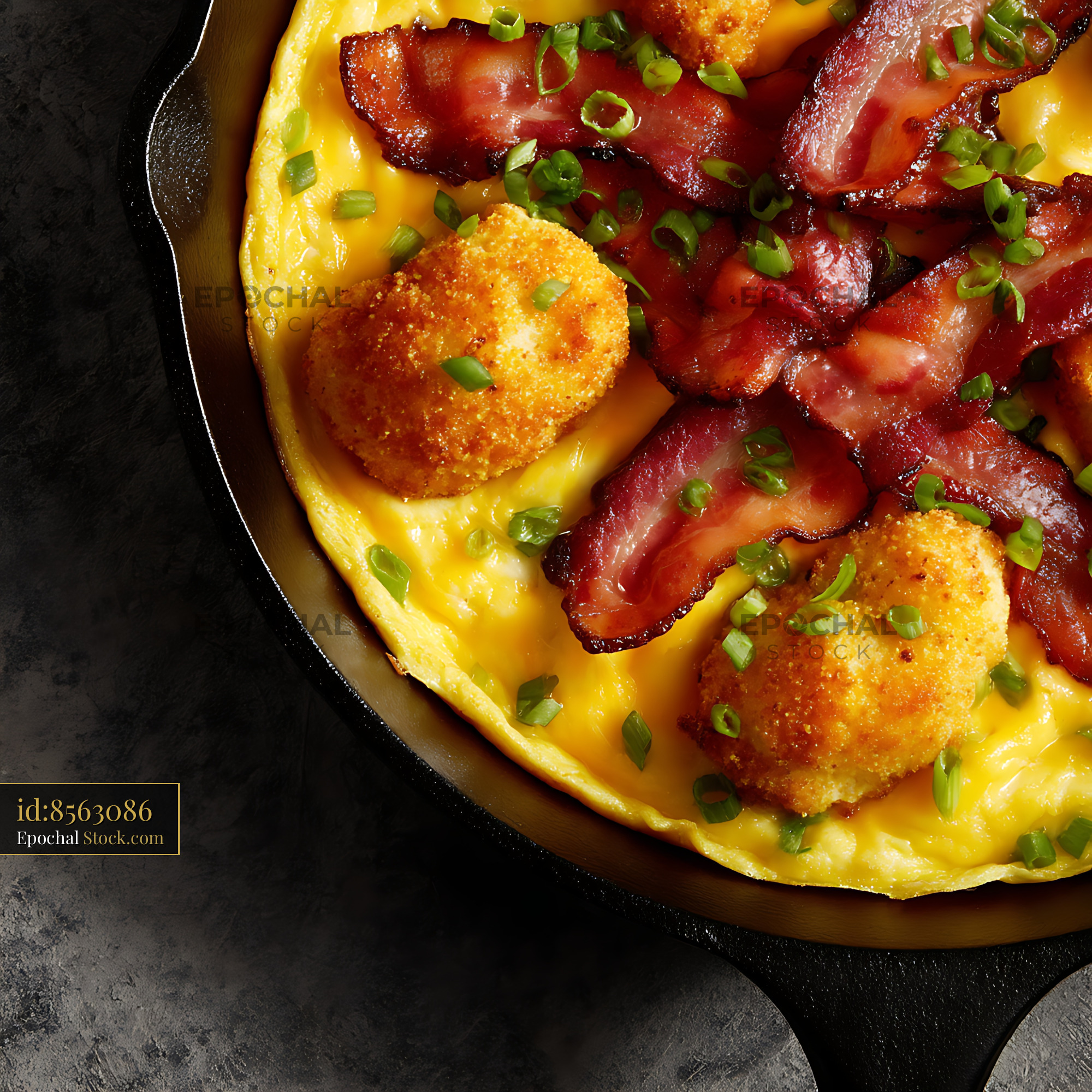 Gourmet Breakfast Omelet with Hash Browns - stock photo