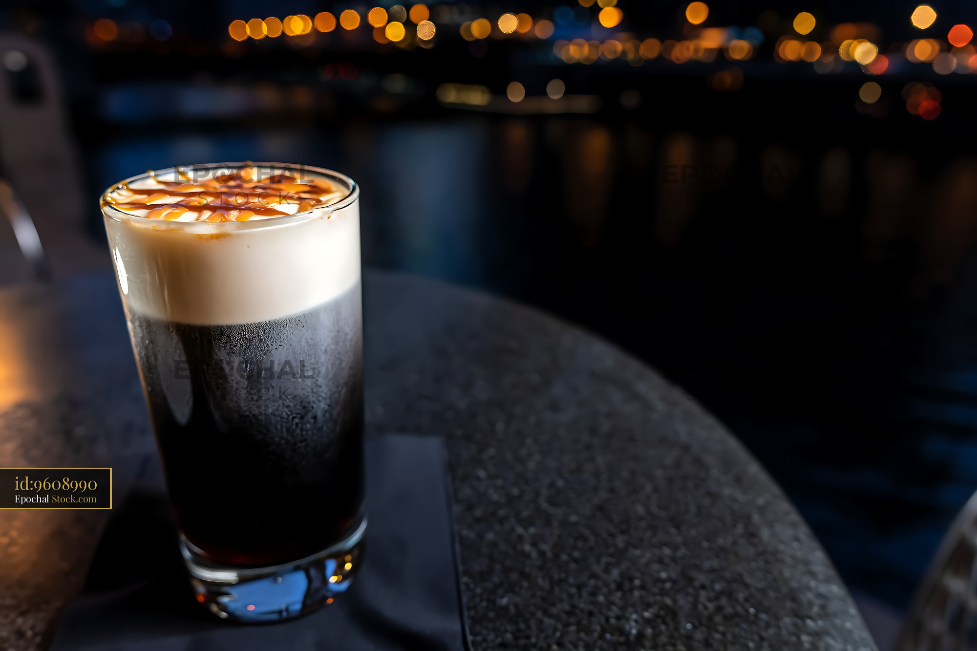 Nitro Caramel Coffee With Creamy Foam - stock photo