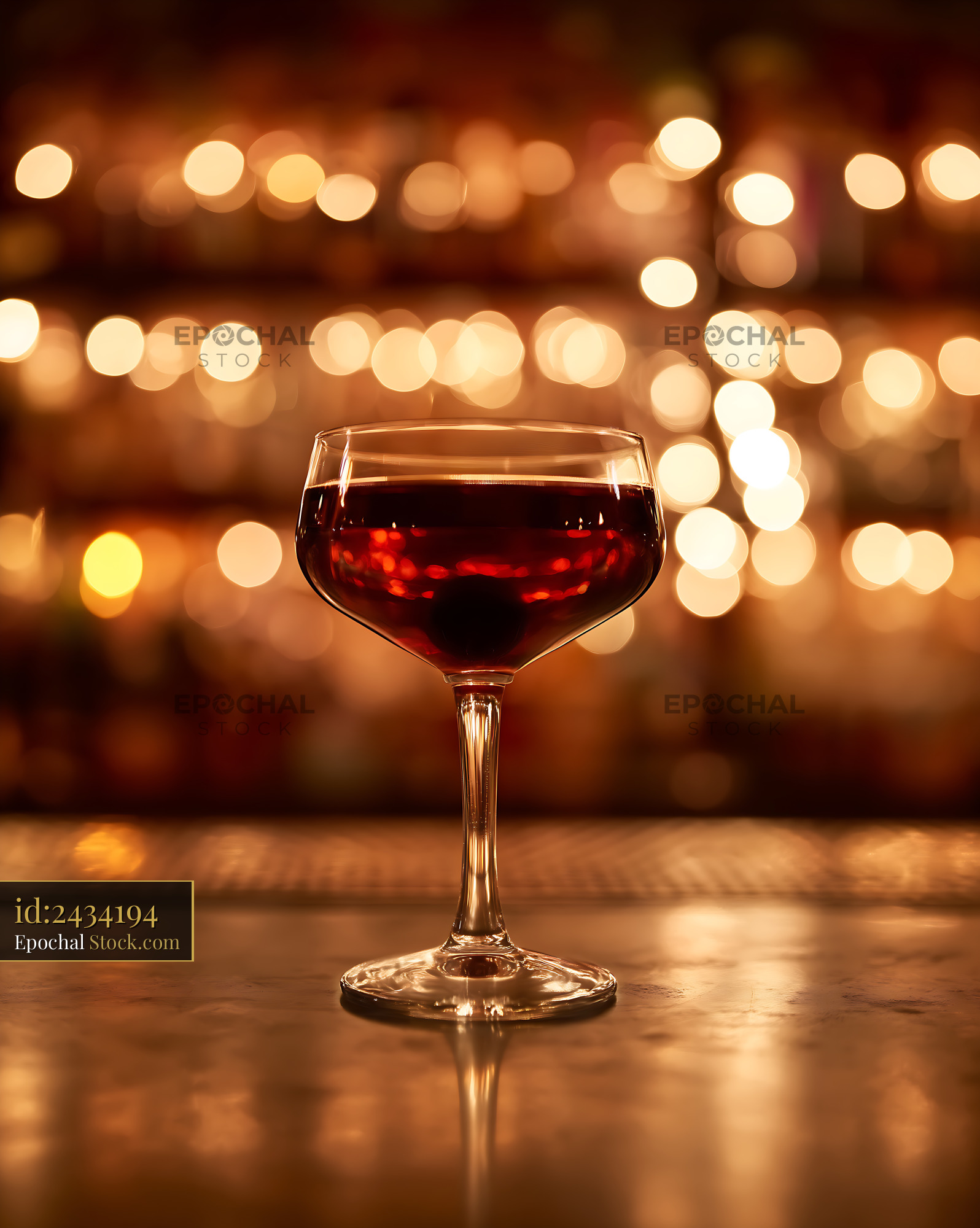 Classic Bushwick Cocktail at Bar Counter - stock photo