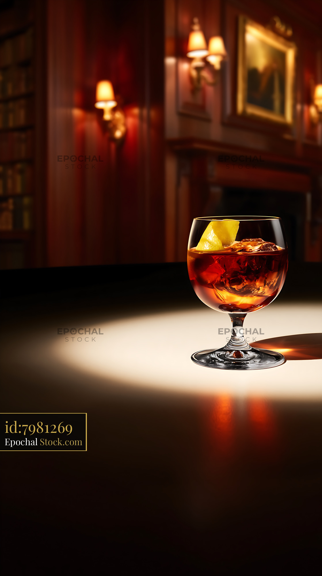 Saratoga Cocktail with Ice and Lemon Twist - stock photo