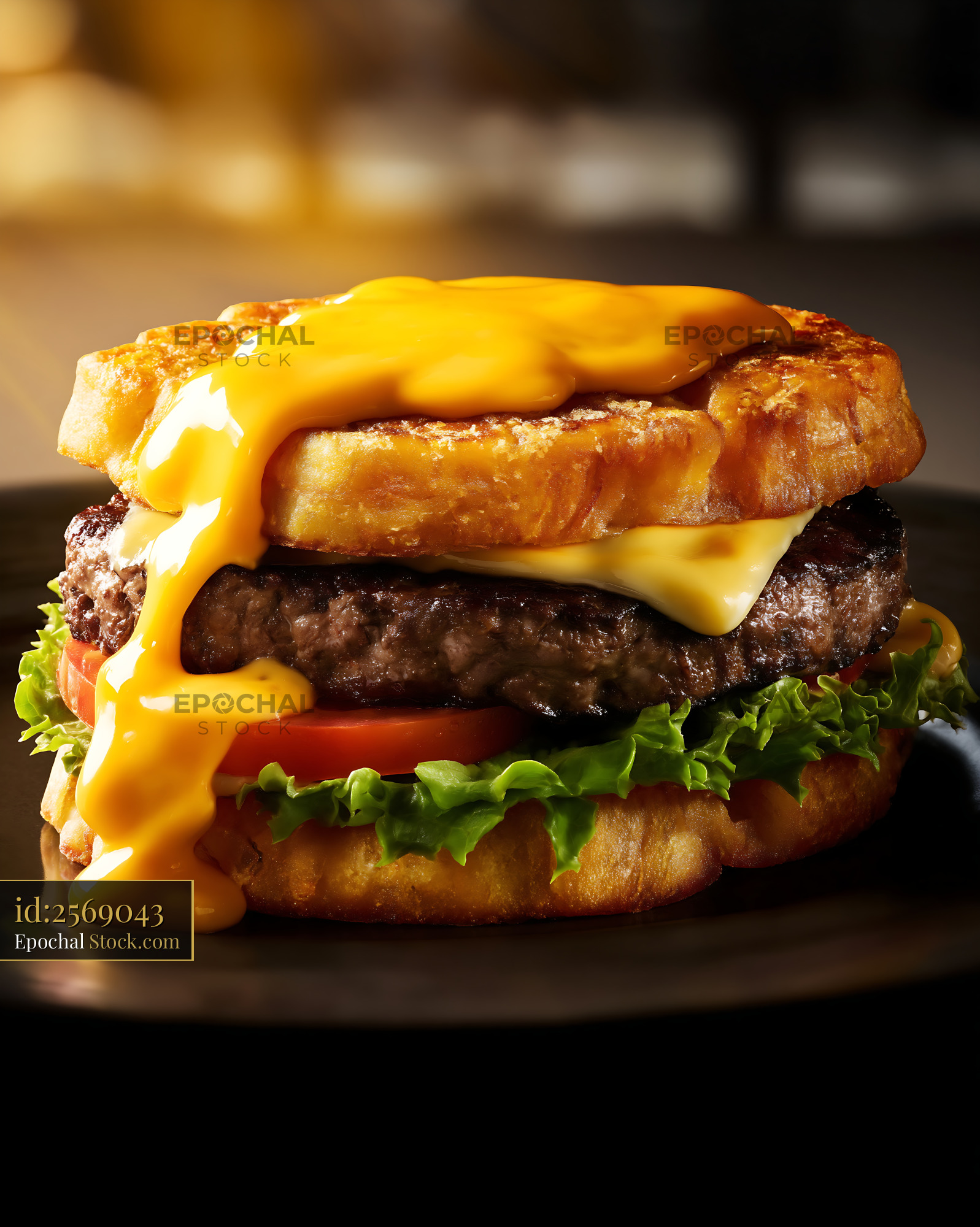 Gourmet Cheeseburger with Croissant Buns - stock photo