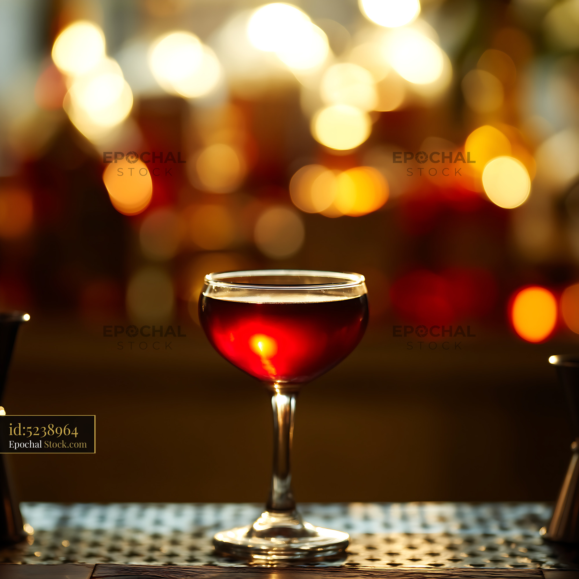 Bushwick Cocktail with Golden Bokeh Lights - stock photo
