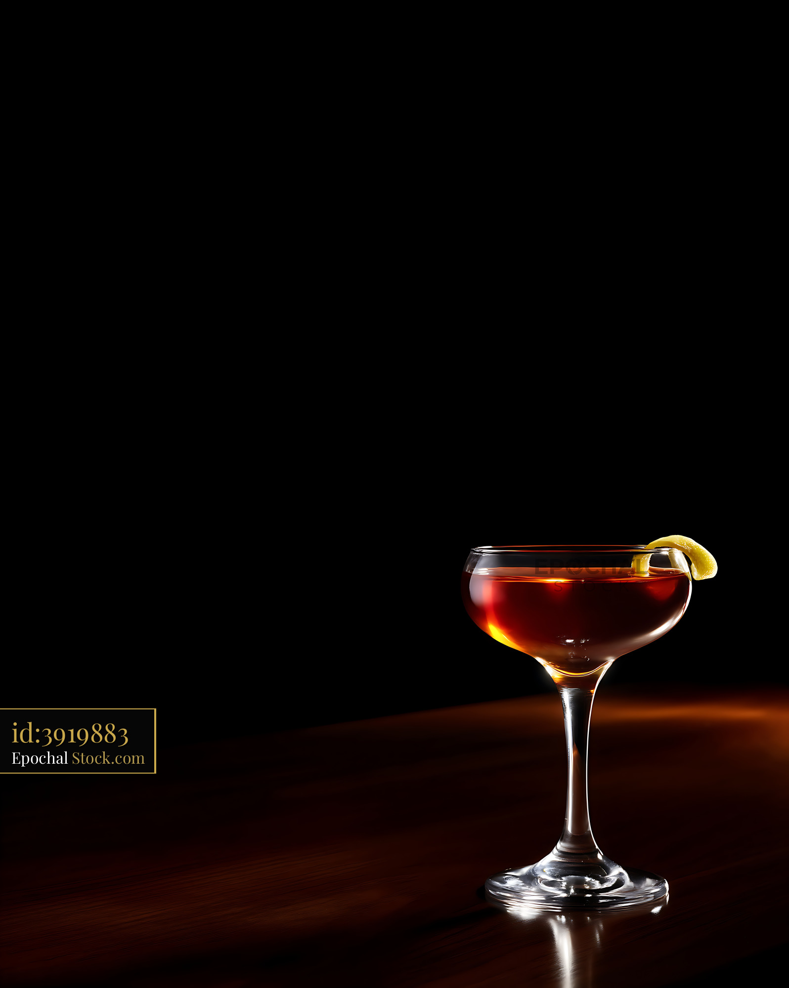 Saratoga Cocktail with Lemon Twist on Black - stock photo