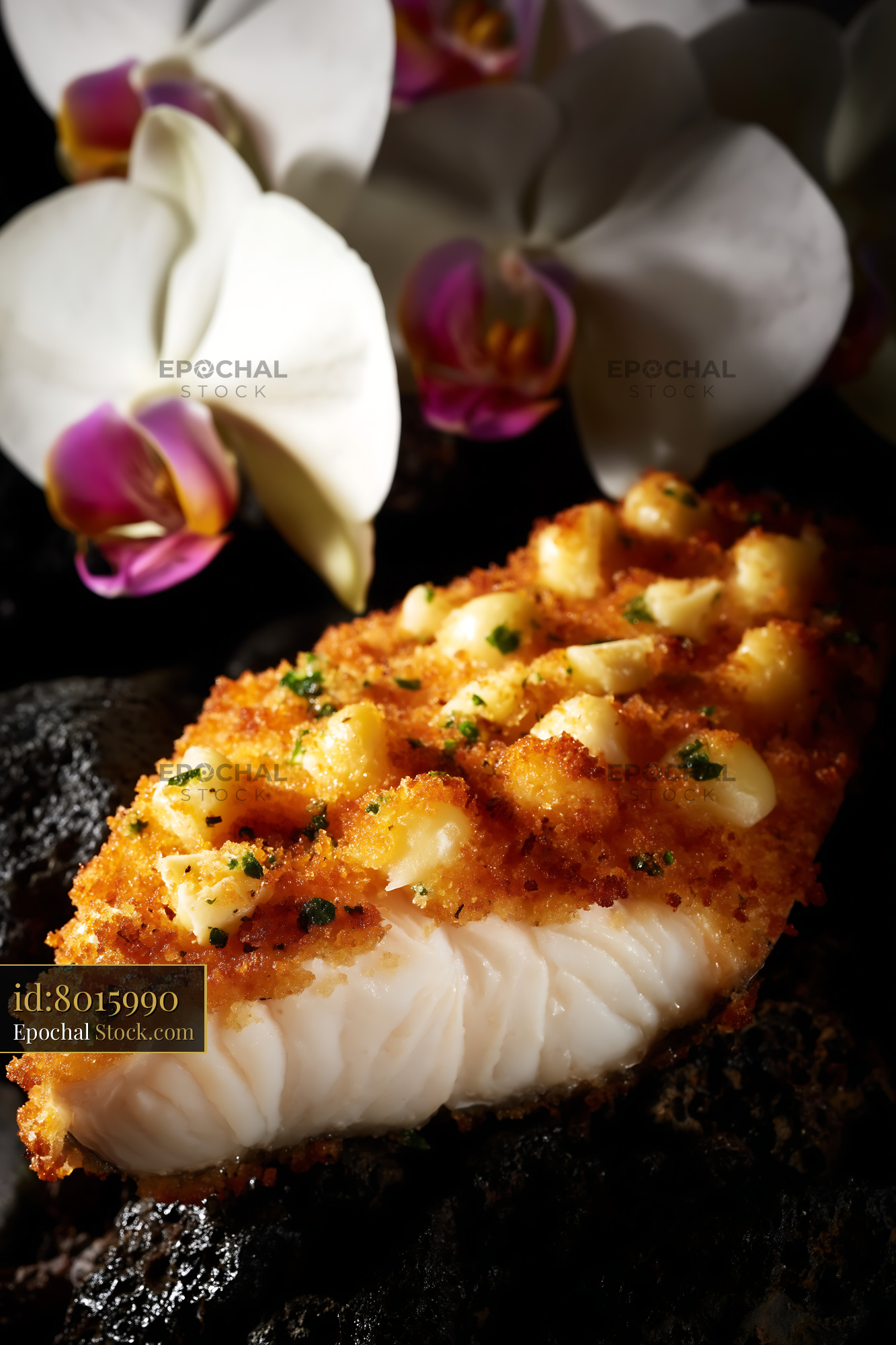 Gourmet Pan-Seared Fish Fillet with Scallops - stock photo