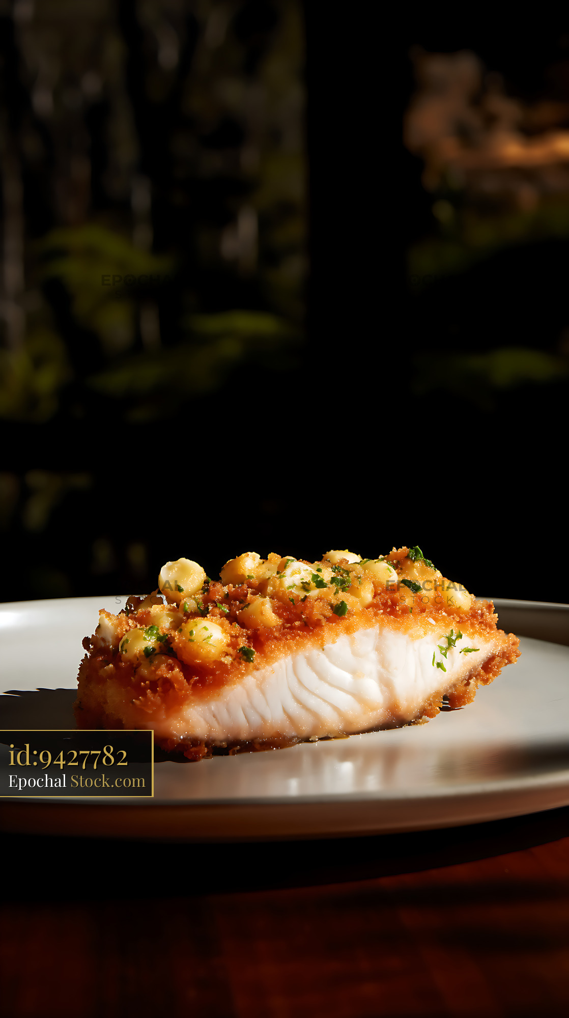 Crispy Pan-Seared Fish with Roasted Vegetables - stock photo