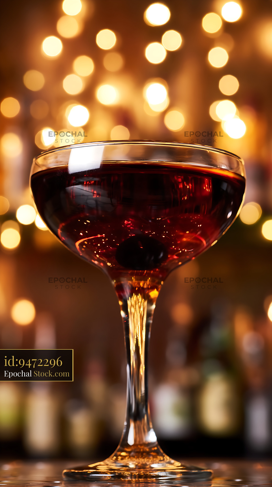 Bushwick Cocktail Glowing Against Warm Bokeh - stock photo