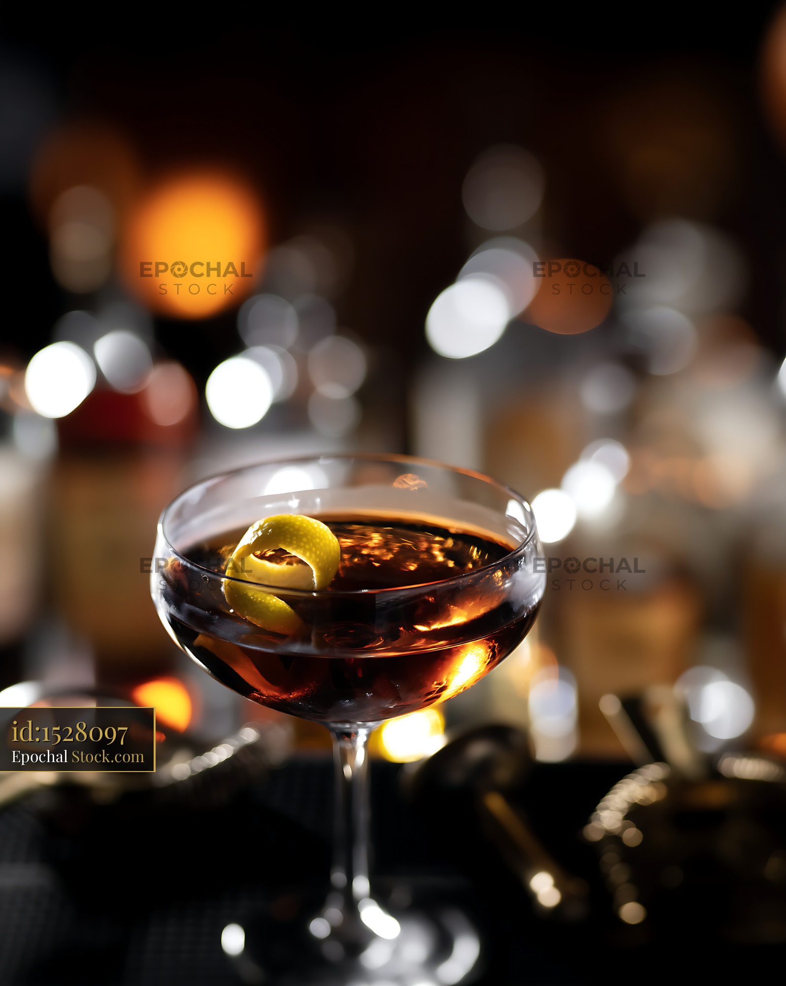 Bushwick Cocktail with Lemon Twist - stock photo