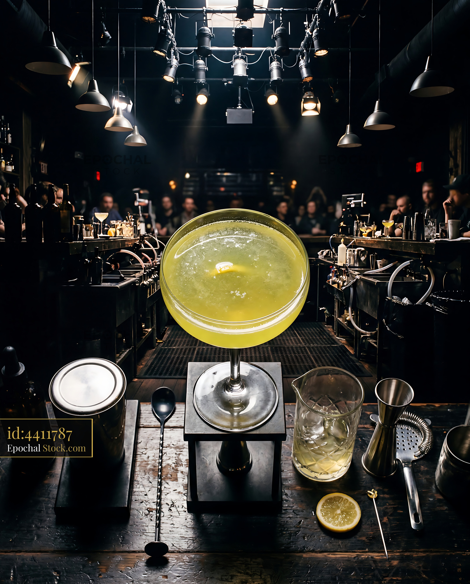 Final Ward Cocktail Served in Upscale Craft Bar - stock photo